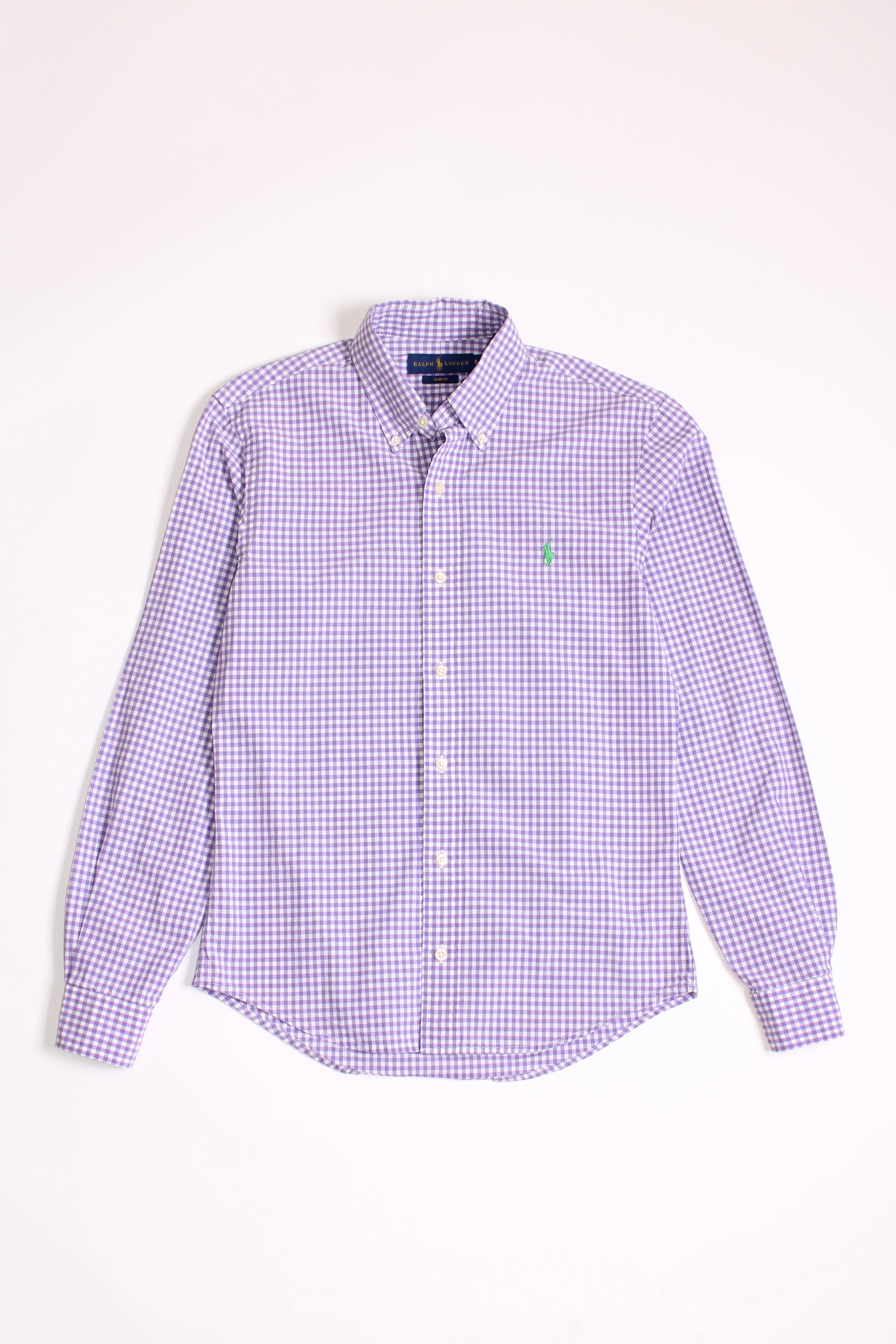 RALPH LAUREN COTTON CHECKED SHIRT WHITE PINK - S