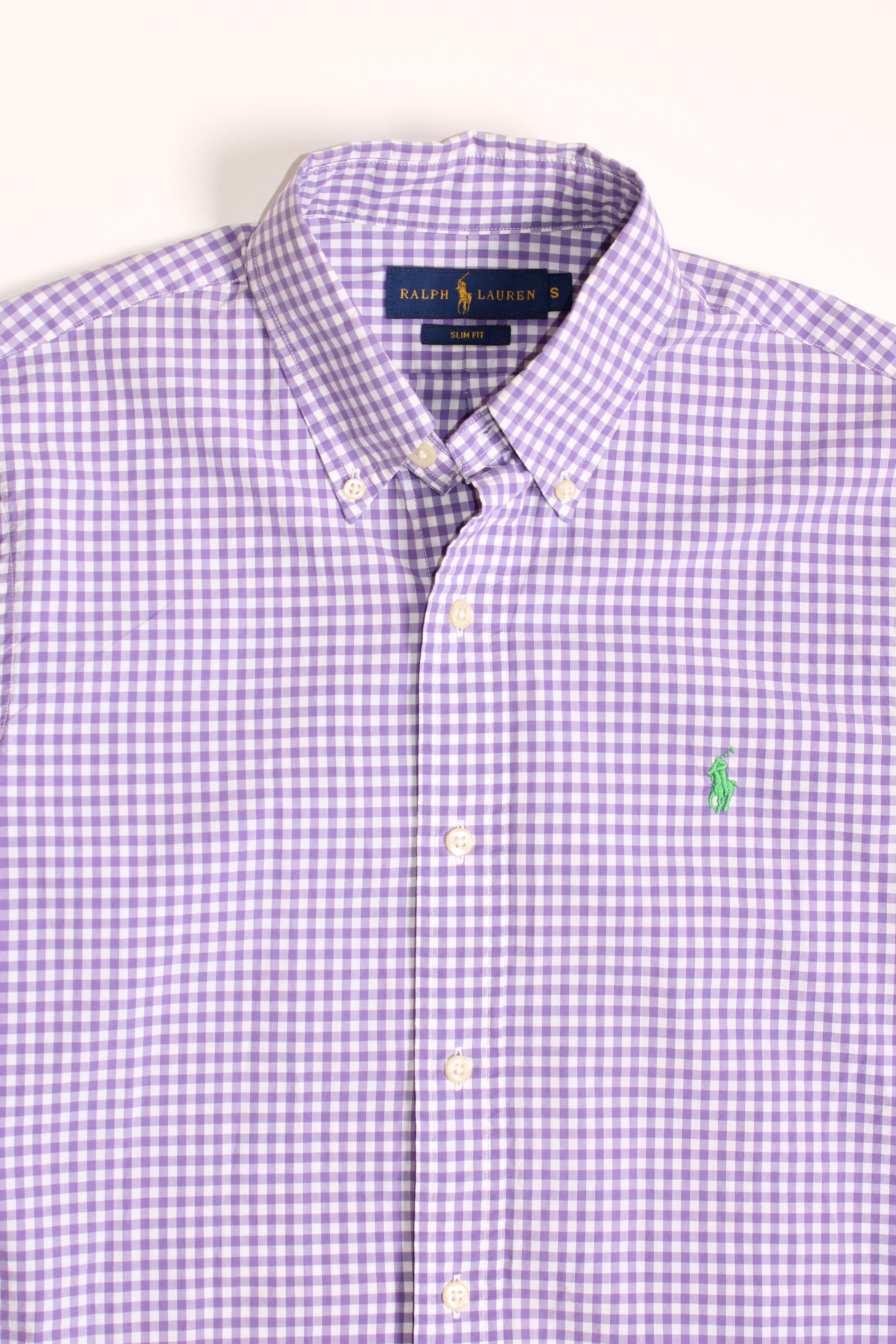 RALPH LAUREN COTTON CHECKED SHIRT WHITE PINK - S