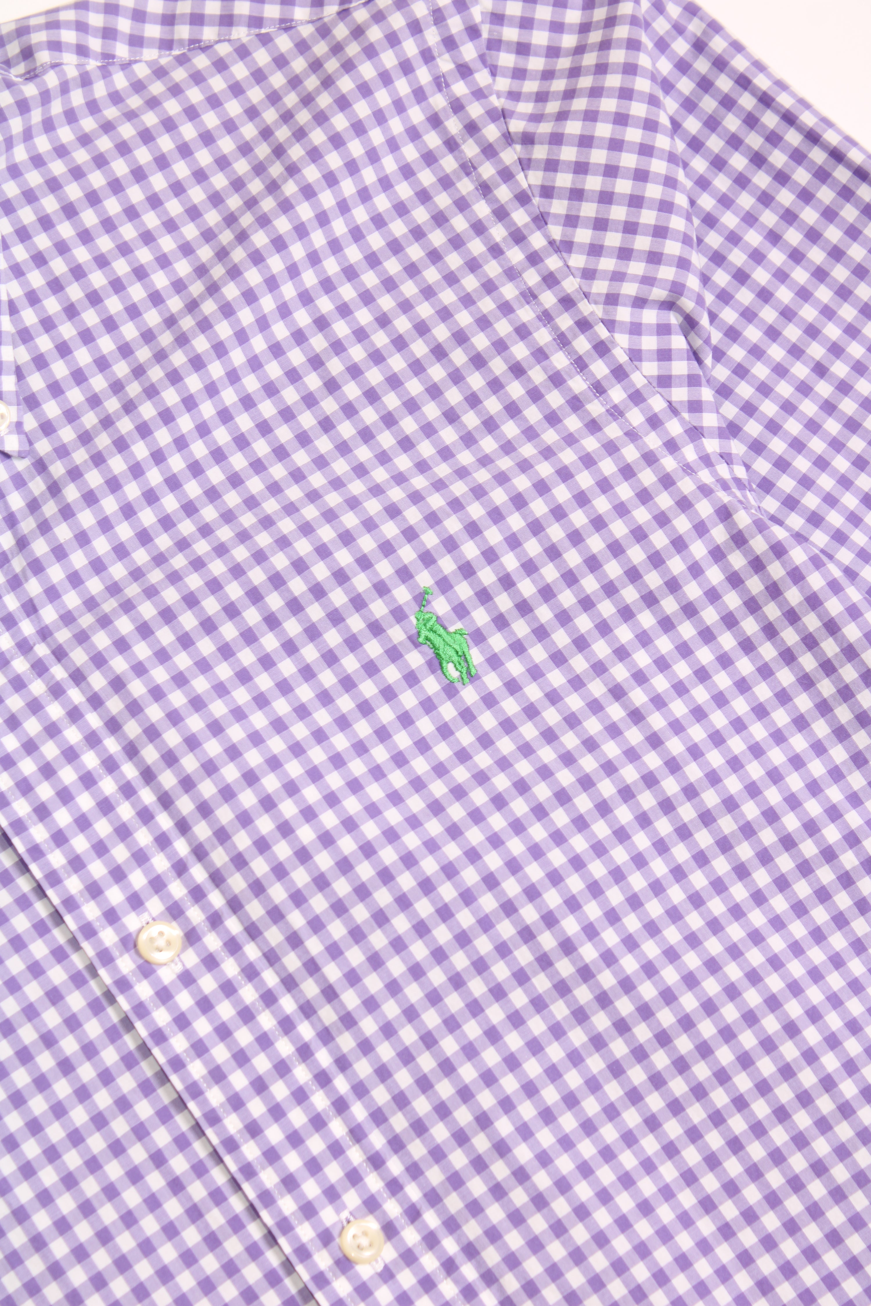 RALPH LAUREN COTTON CHECKED SHIRT WHITE PINK - S