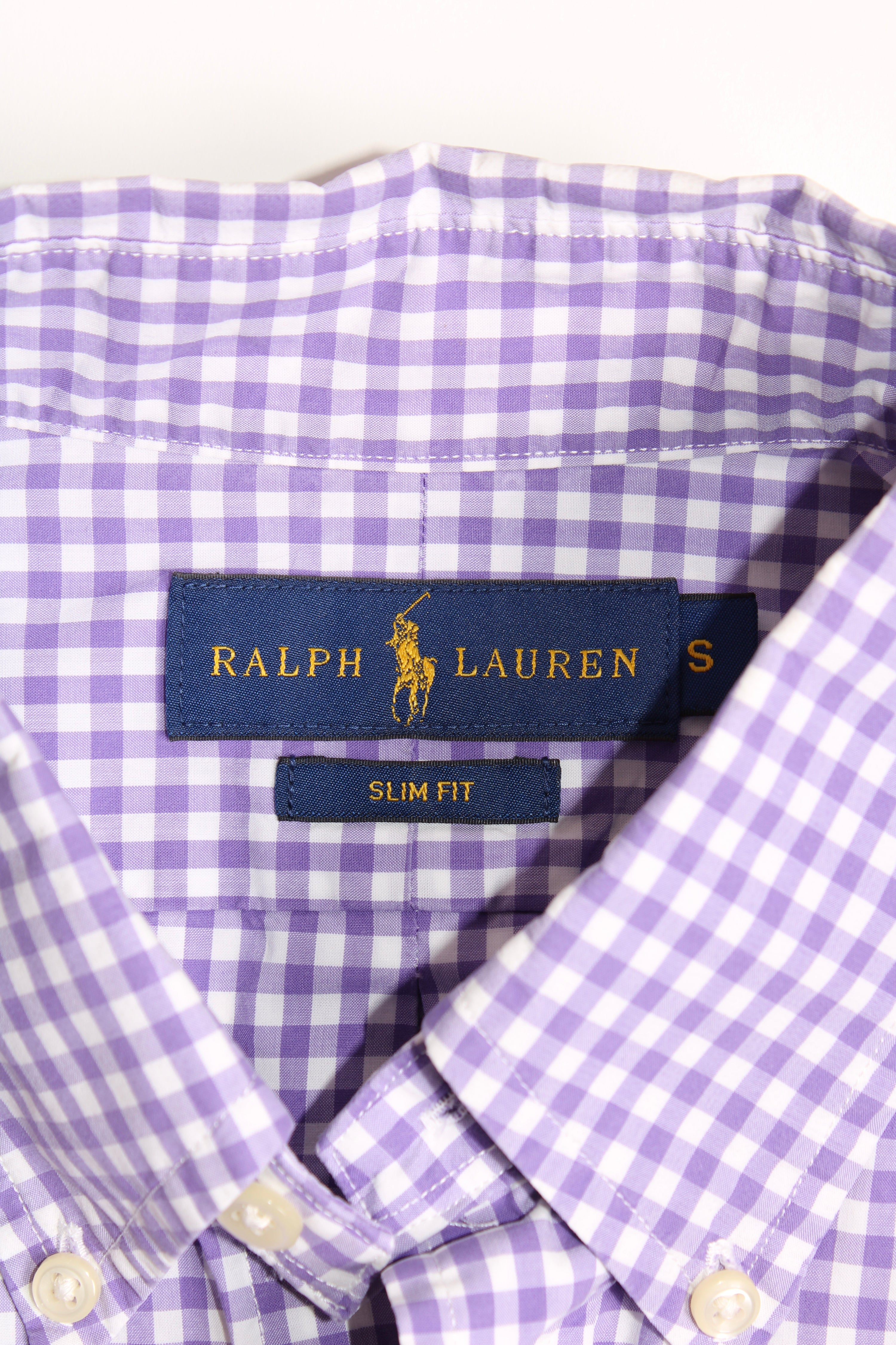 RALPH LAUREN COTTON CHECKED SHIRT WHITE PINK - S