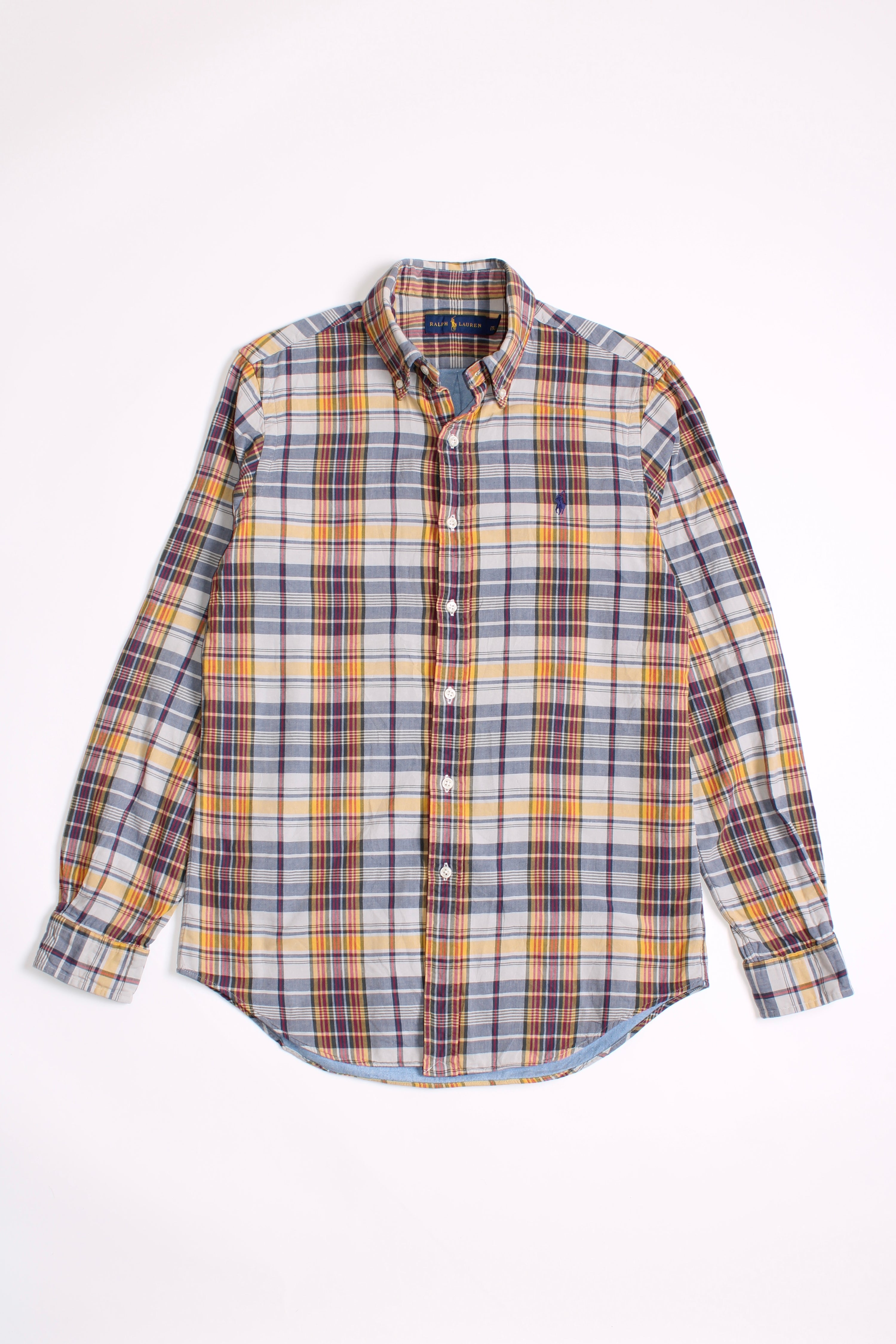 RALPH LAUREN BUTTON DOWN CHECKED LINED SHIRT - S