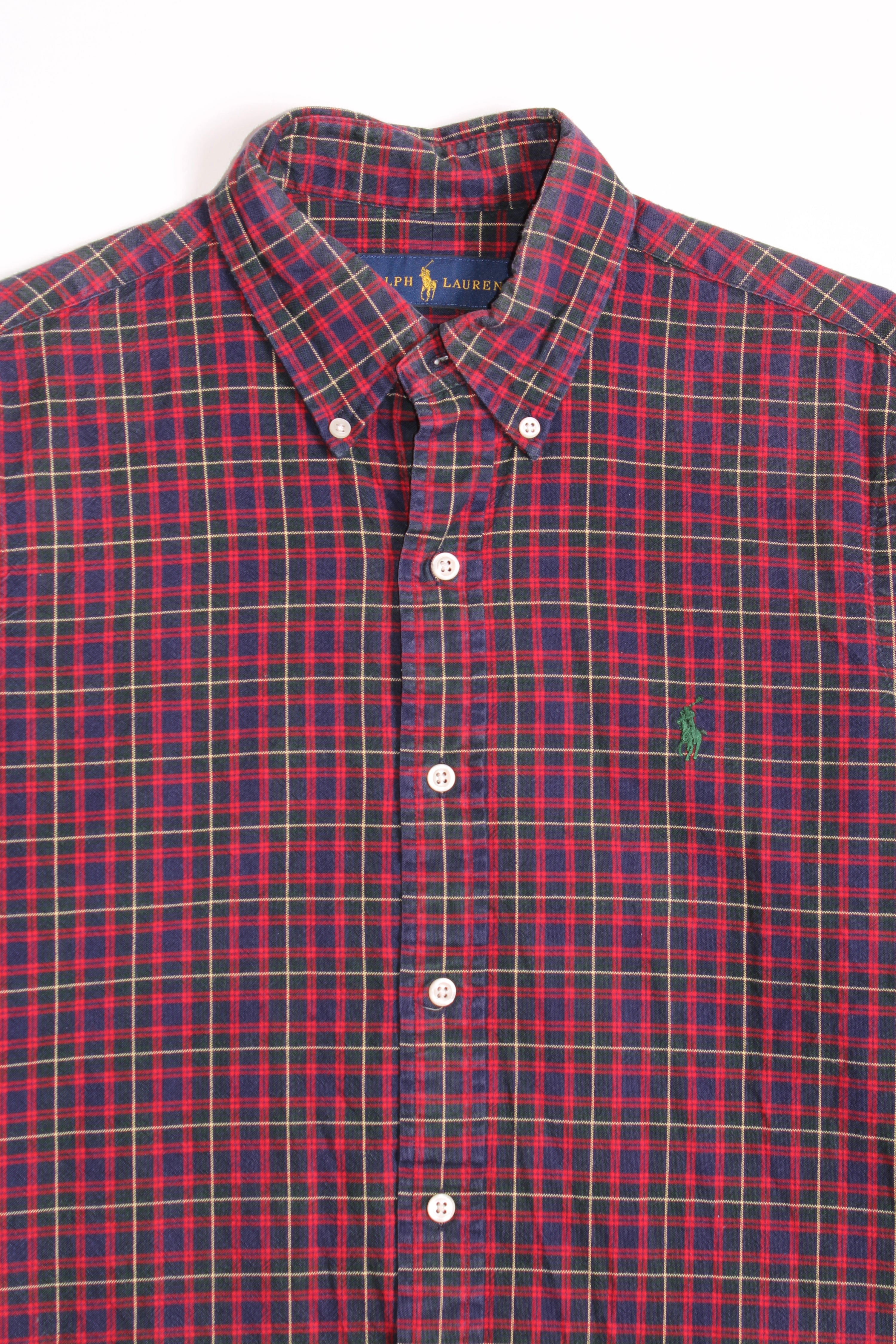 RALPH LAUREN BUTTON DOWN CHECKED SHIRT RED - S