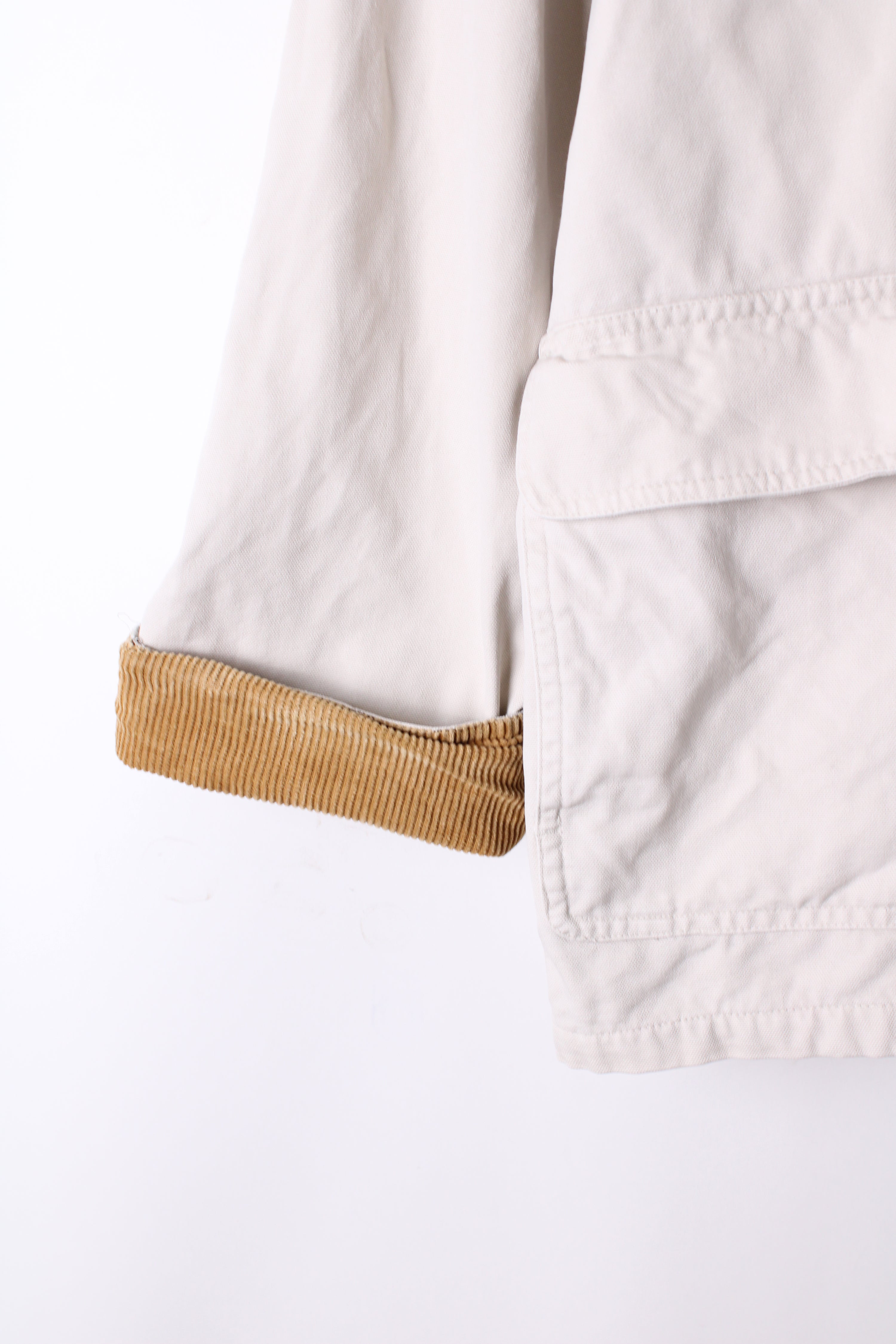 VINTAGE HUNTING JACKET CANVAS BEIGE EMBROIDERED - L