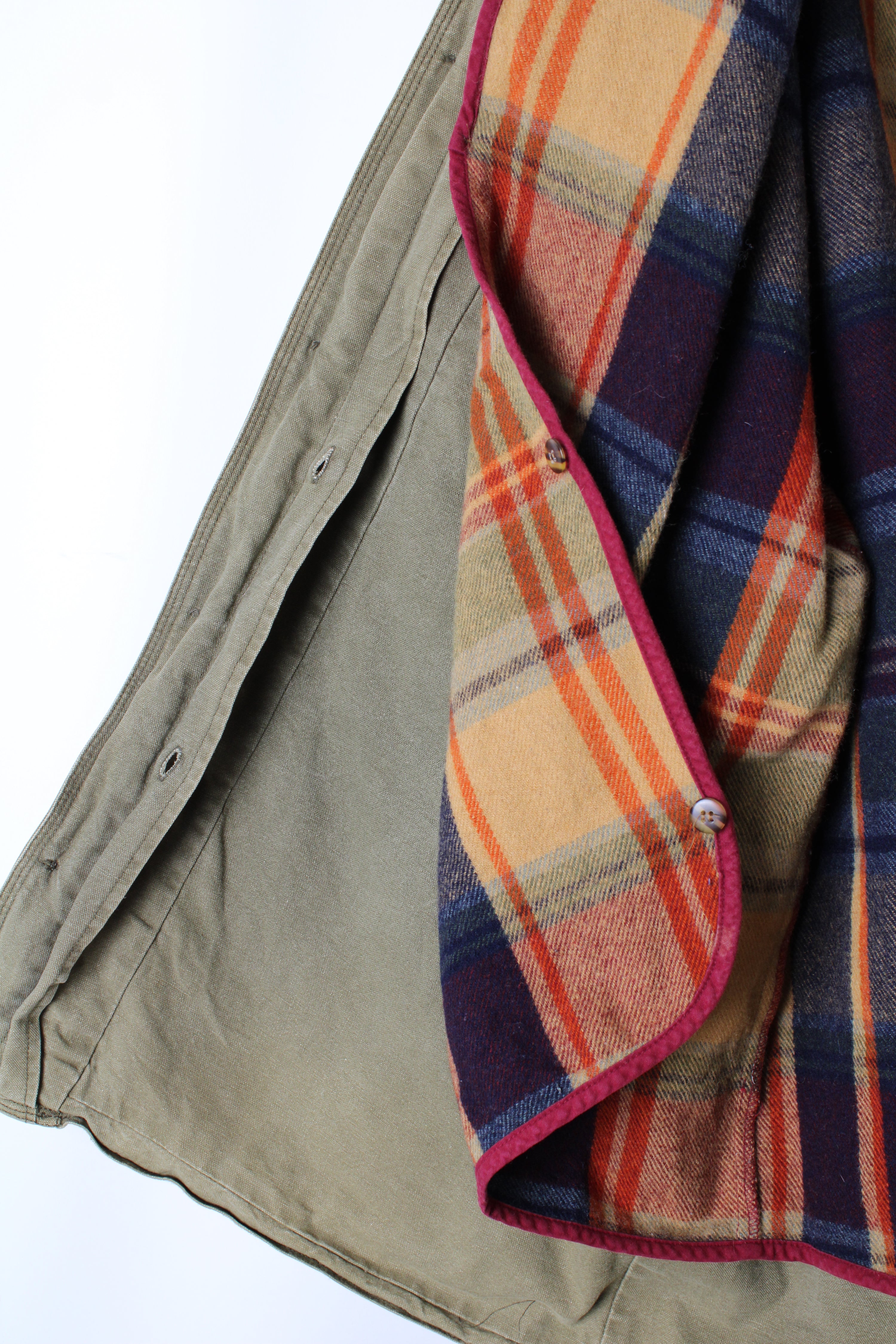 VINTAGE J CREW HUNTING JACKET CHORE COAT CANVAS FADED GREEN - XL