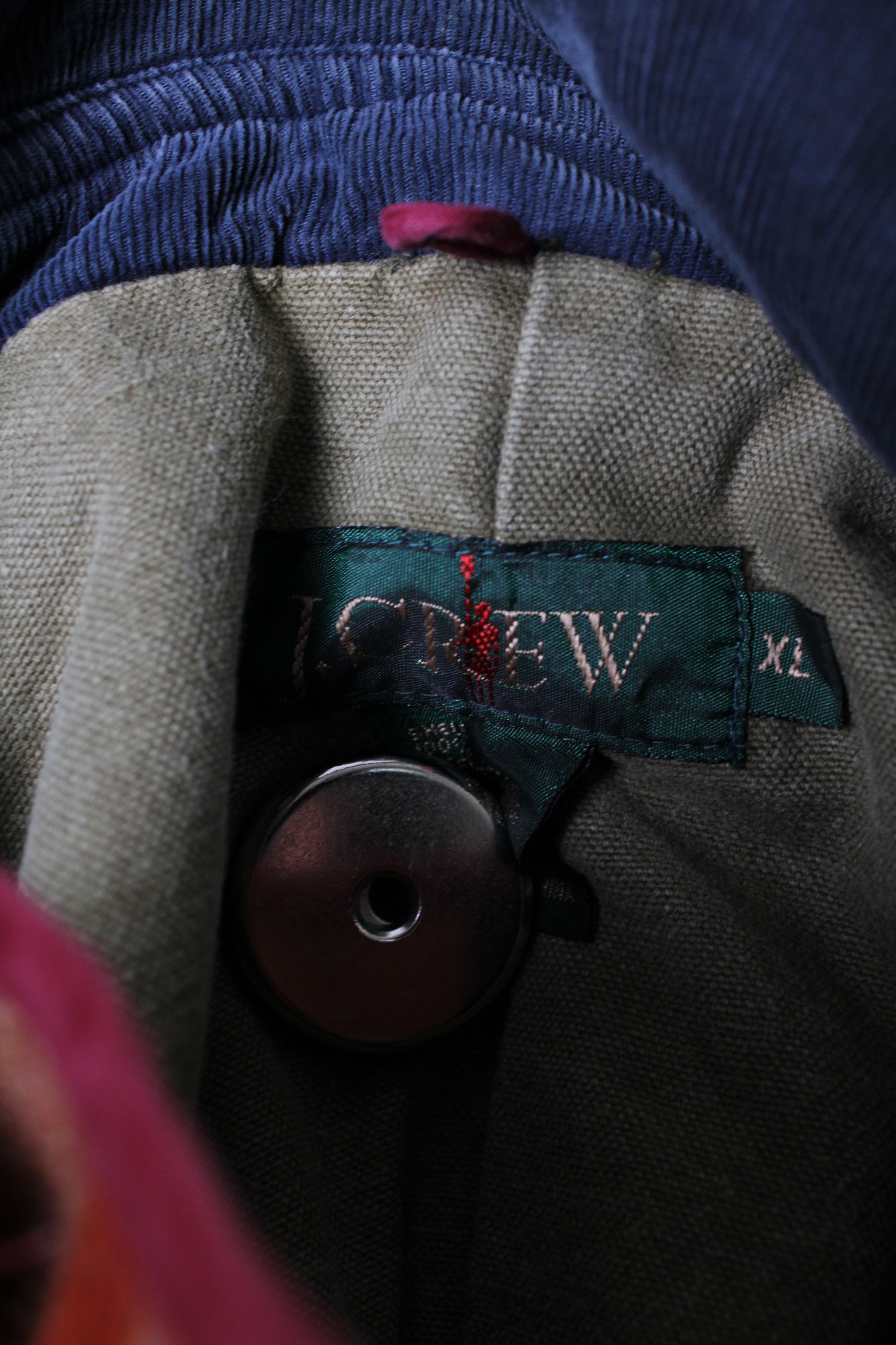 VINTAGE J CREW HUNTING JACKET CHORE COAT CANVAS FADED GREEN - XL