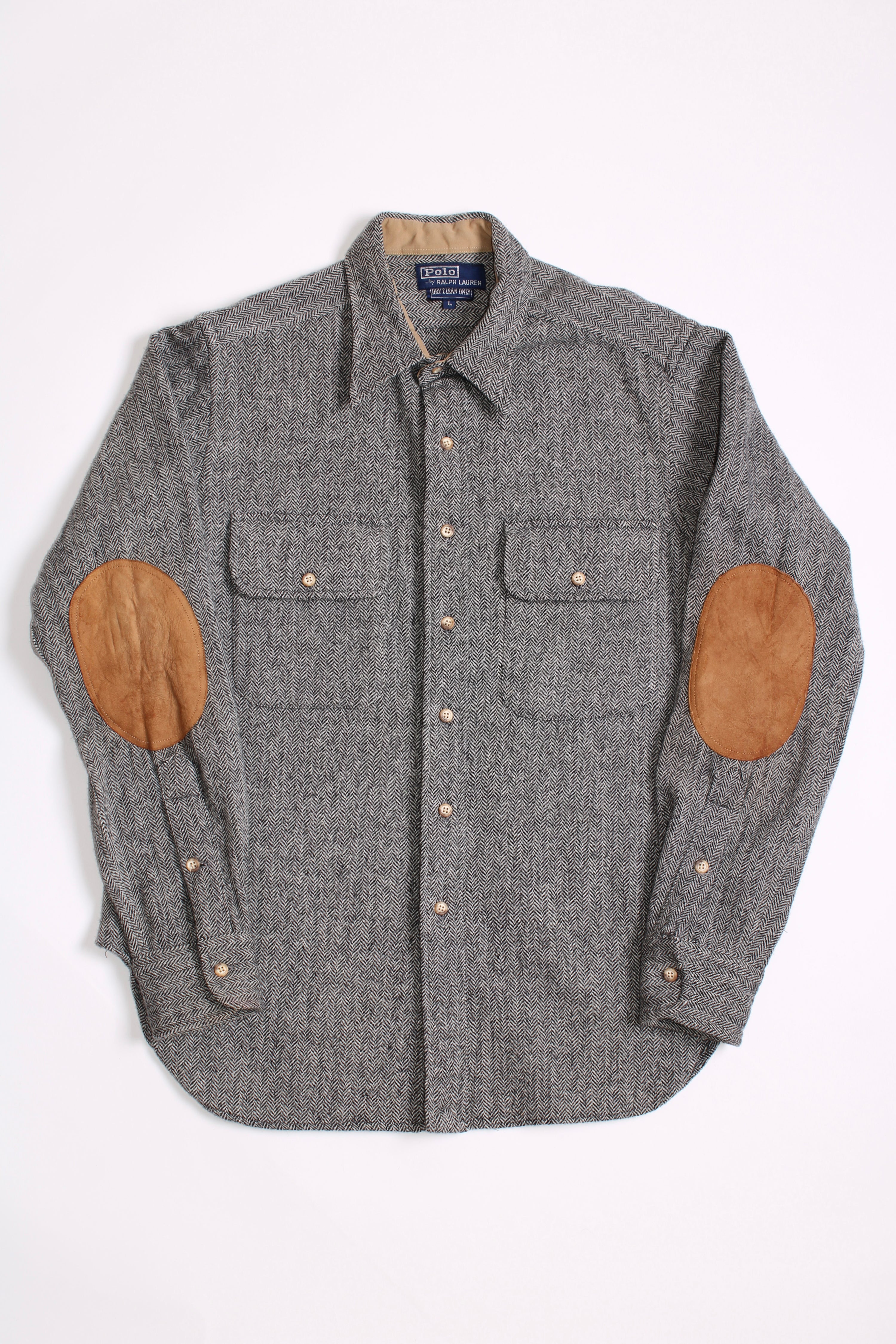 RALPH LAUREN HARRINGBONE WOOL SHIRT - L