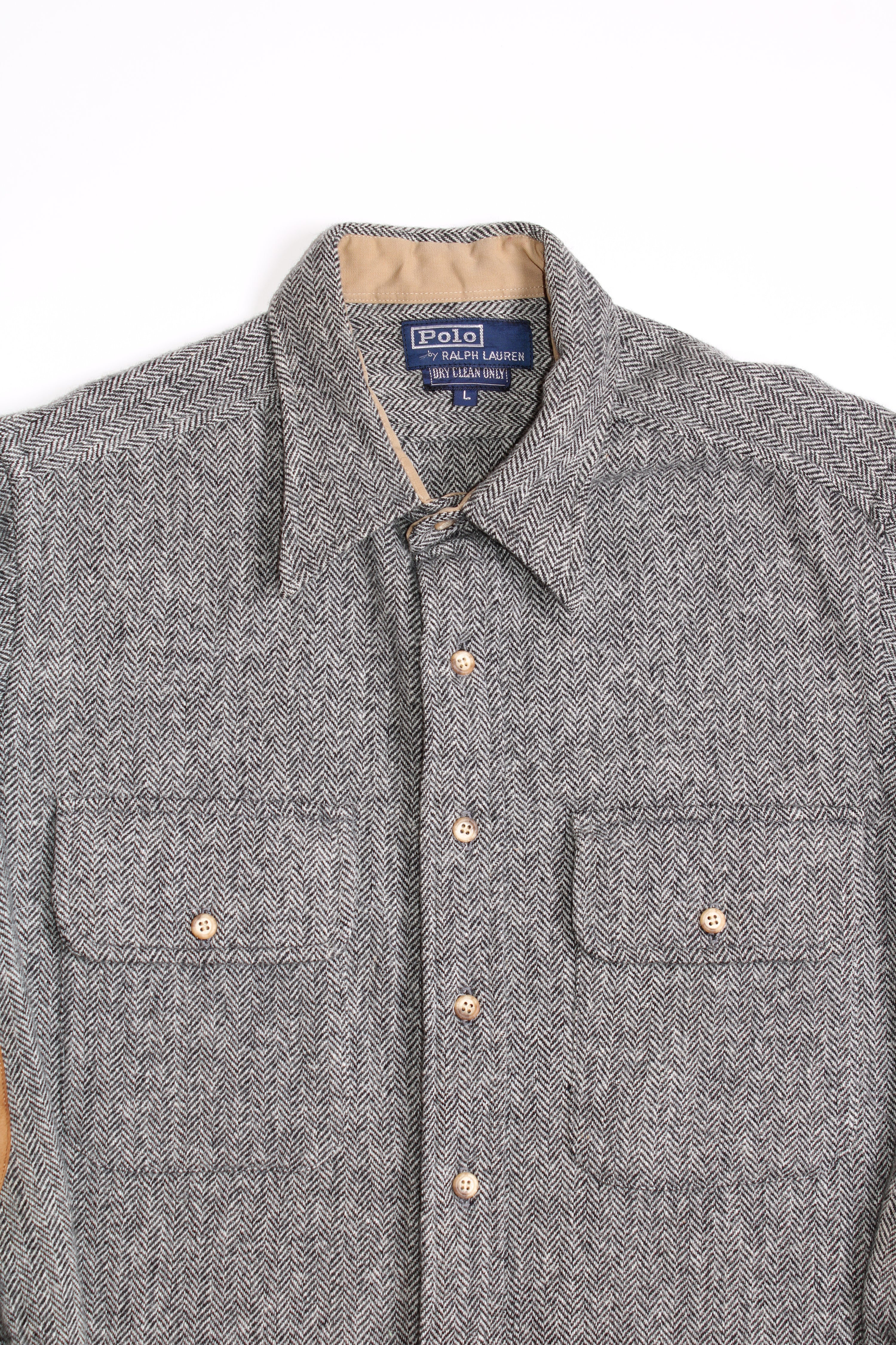 RALPH LAUREN HARRINGBONE WOOL SHIRT - L