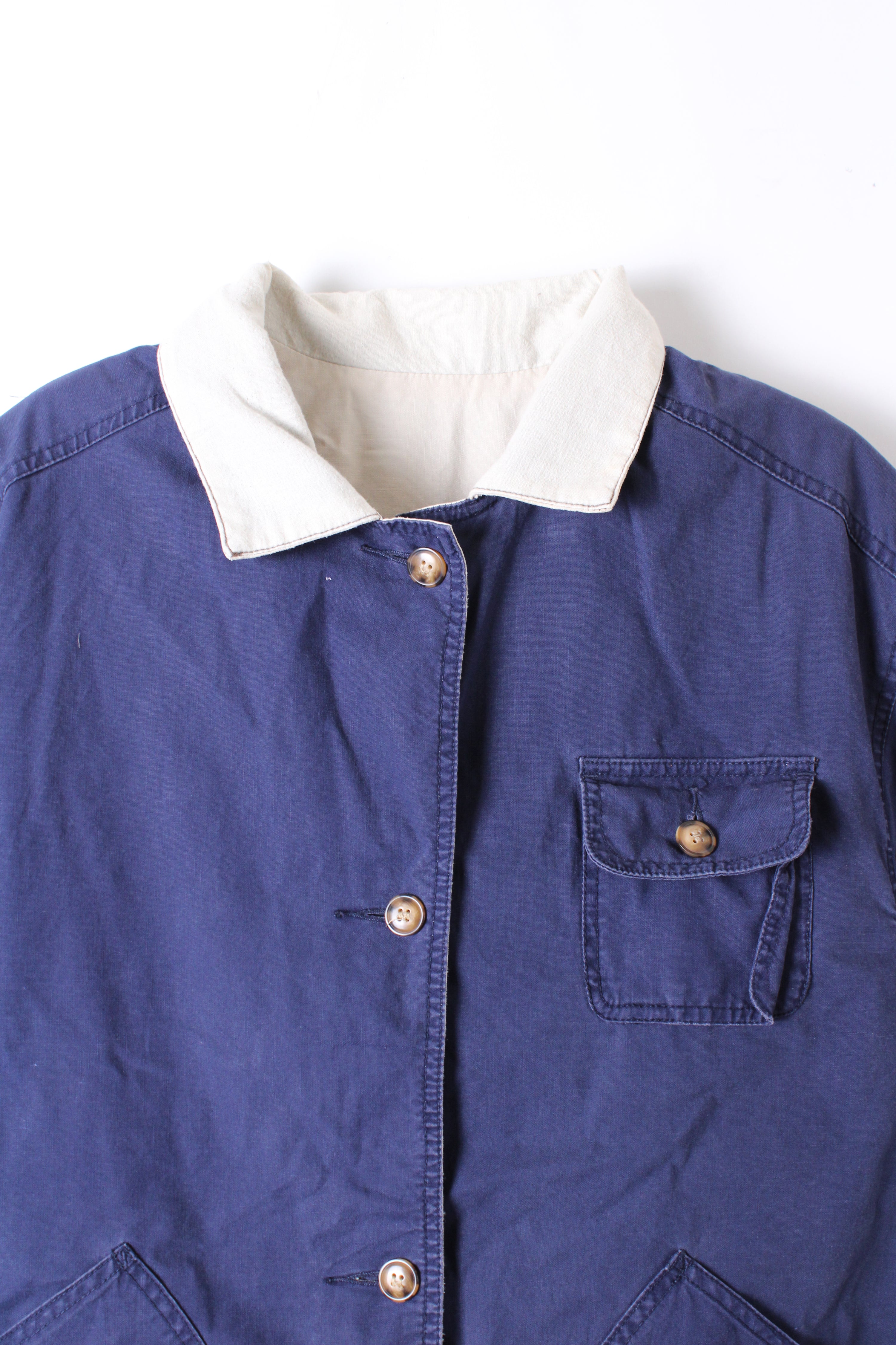 VINTAGE HUNTING JACKET REVERSIBLE COAT WHITE BLUE - M