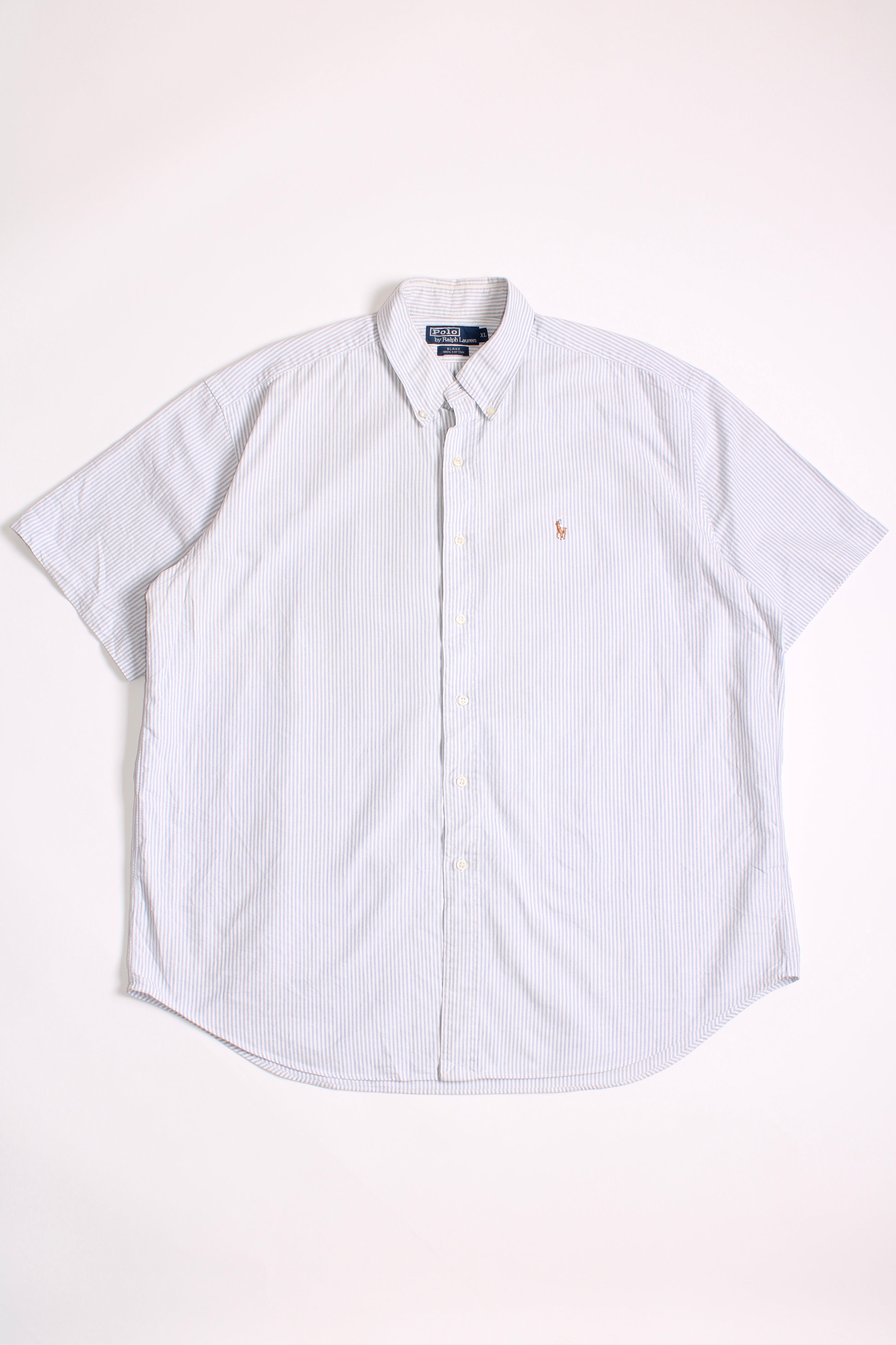 RALPH LAUREN OXFORD STRIPED SHORT SLEEVES SHIRT - XL