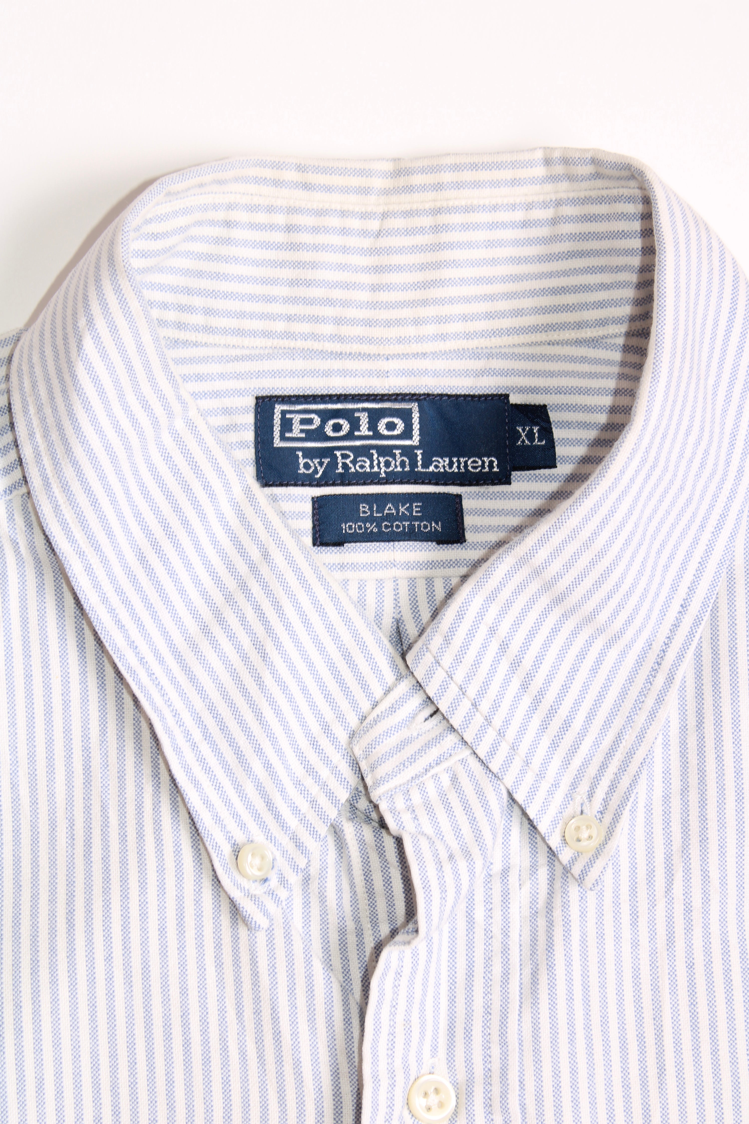 RALPH LAUREN OXFORD STRIPED SHORT SLEEVES SHIRT - XL