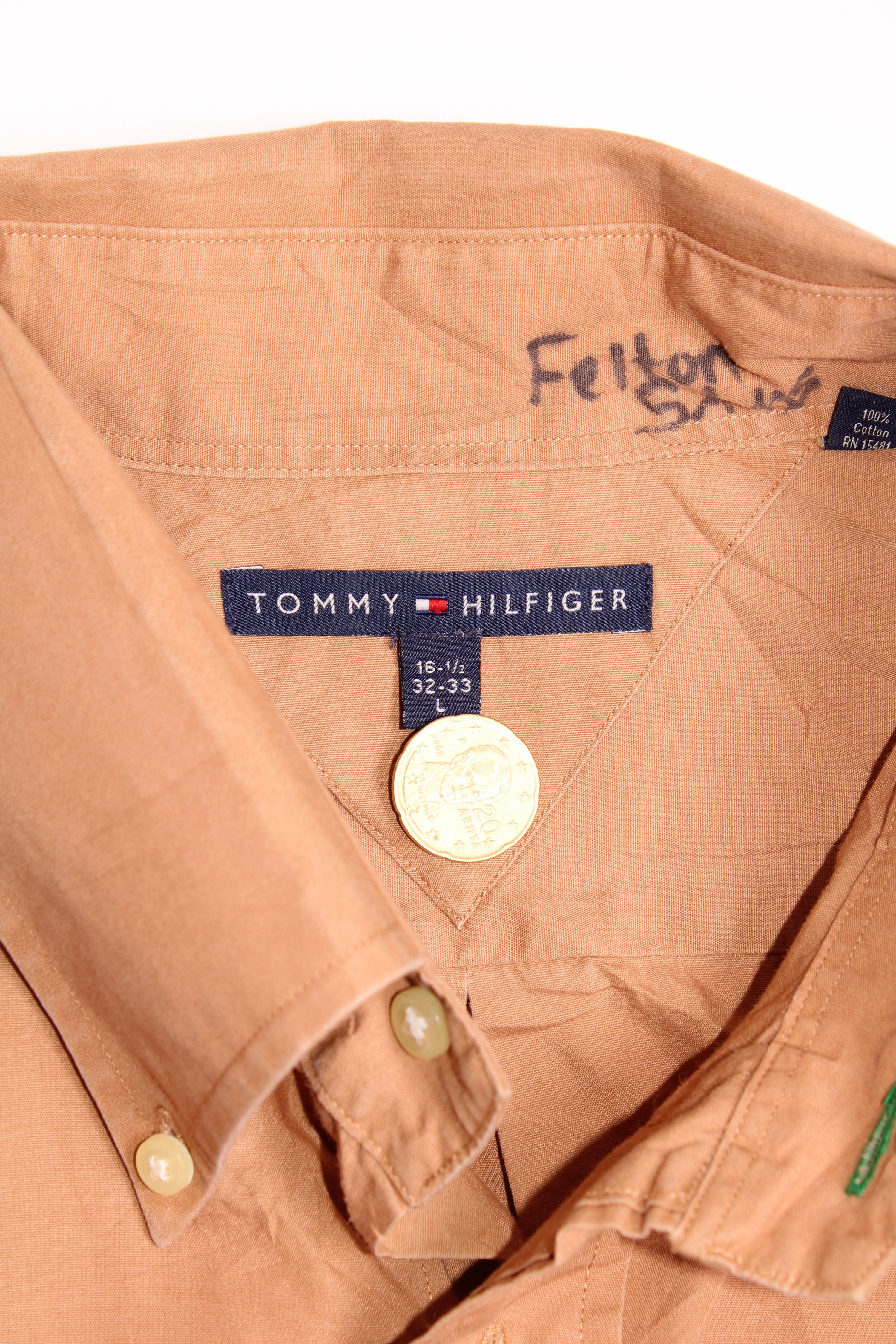 TOMMY HILFIGER VINTAGE COTTON SHIRT BURNT ORANGE - L