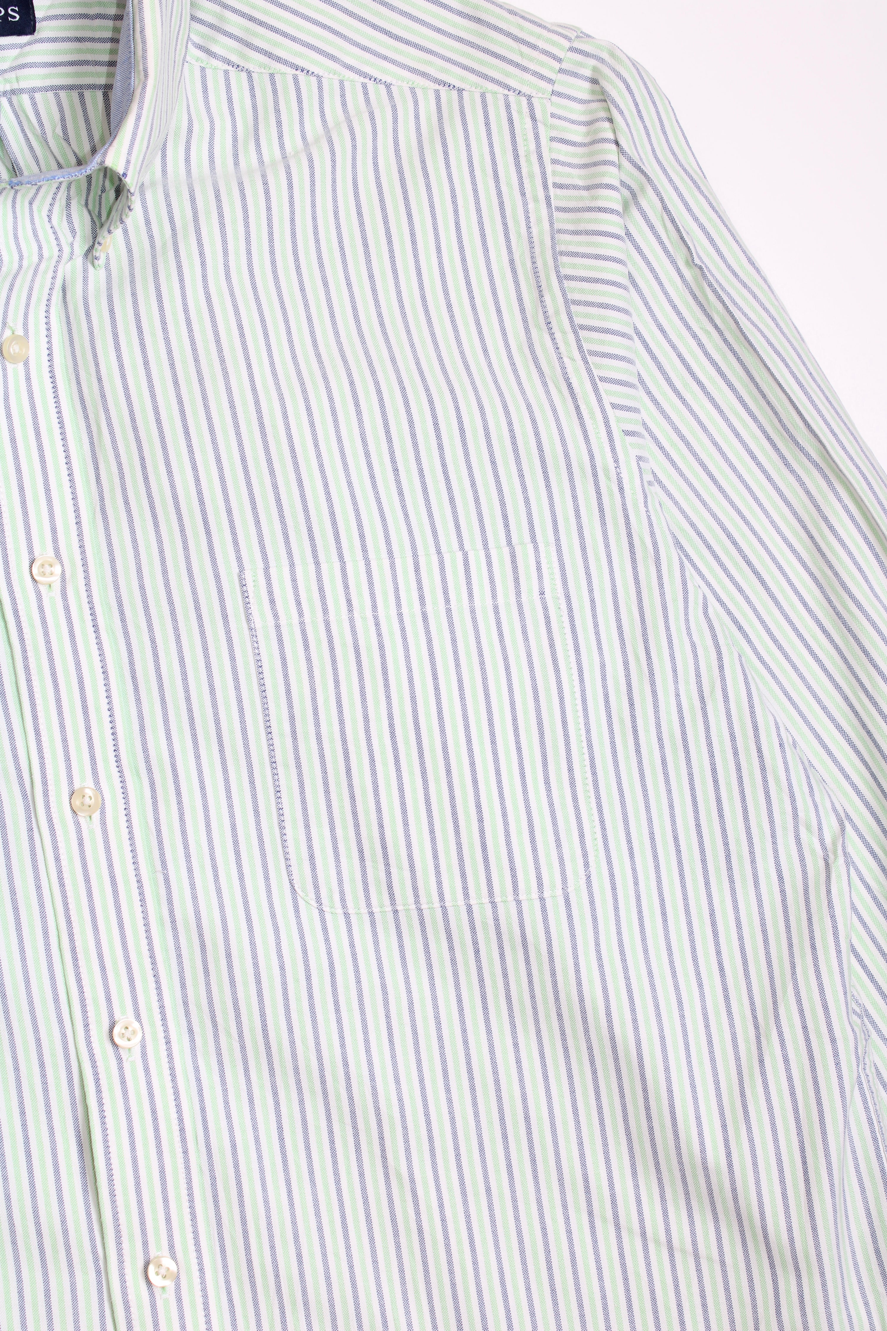 RALPH LAUREN CHAPS OXFORD STIPED SHIRT - L