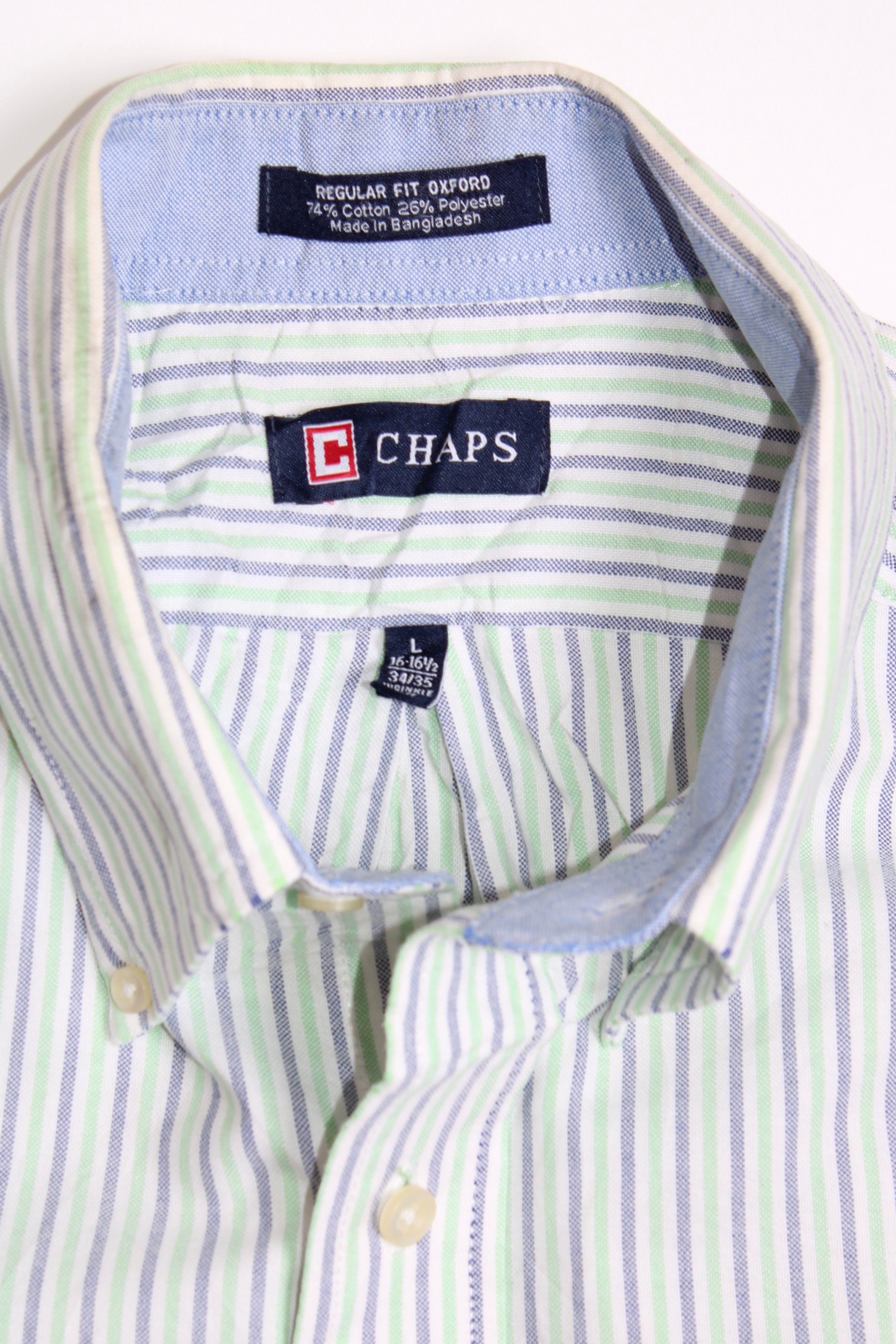 RALPH LAUREN CHAPS OXFORD STIPED SHIRT - L
