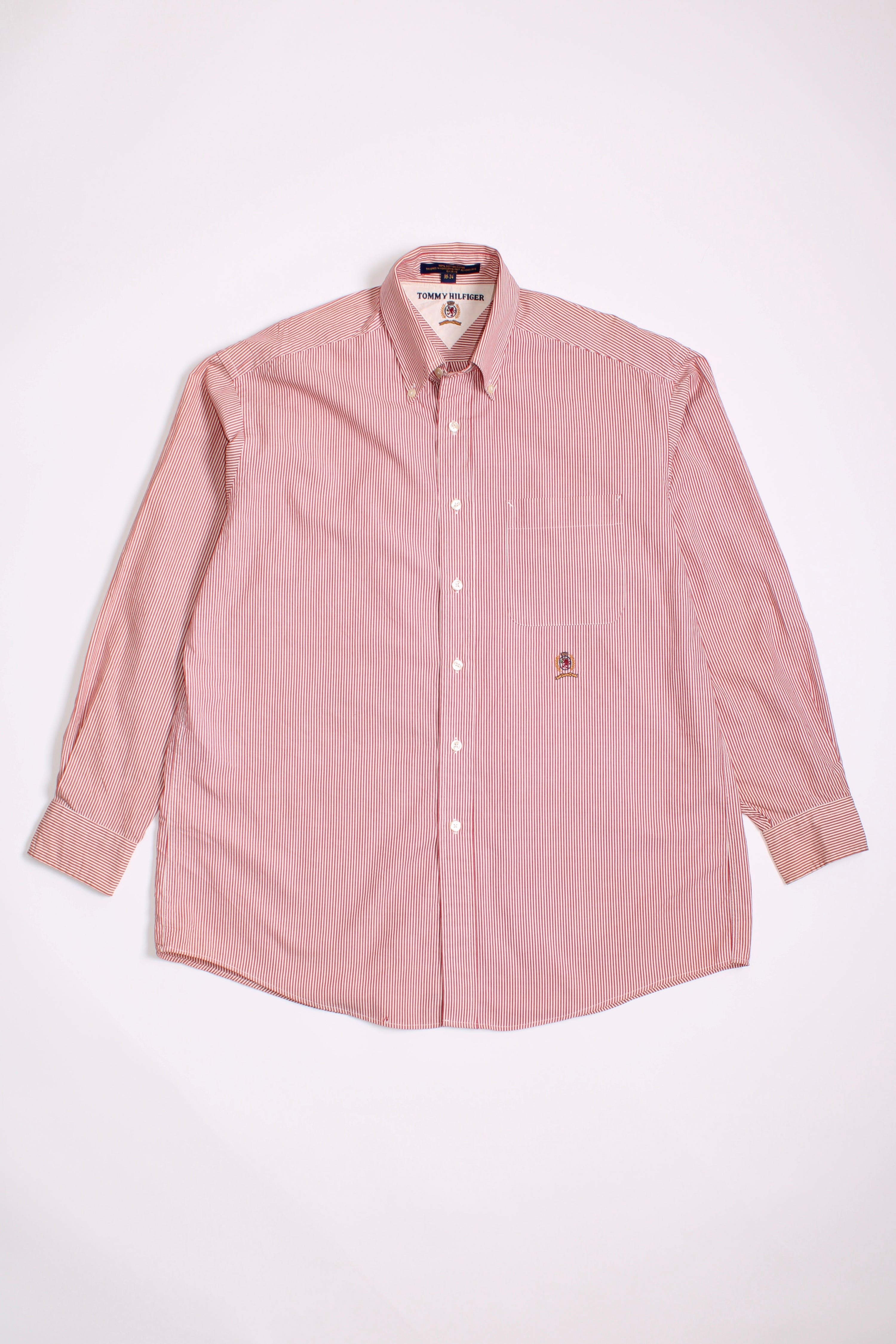 TOMMY HILFIGER VINTAGE COTTON STRIPED SHIRT RED - L