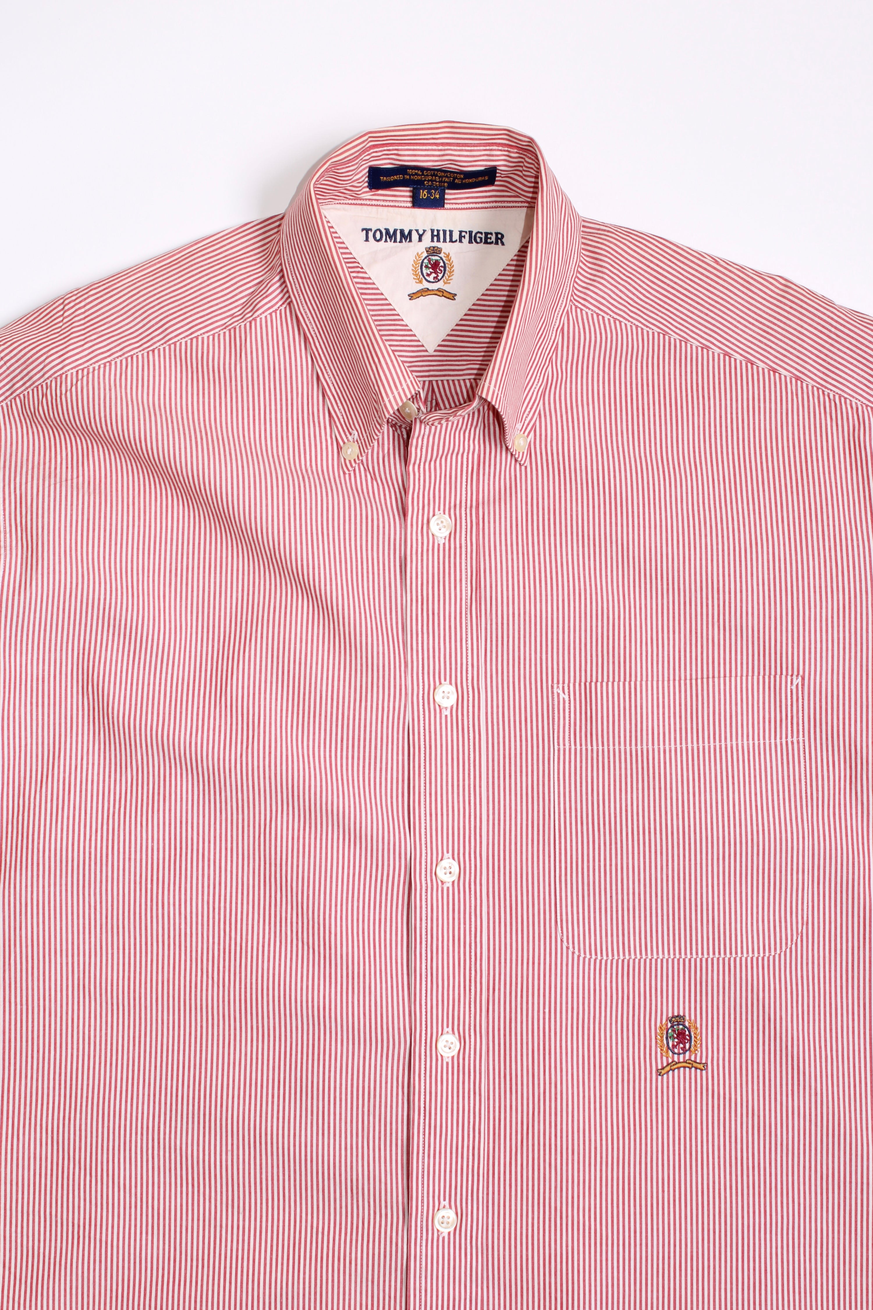 TOMMY HILFIGER VINTAGE COTTON STRIPED SHIRT RED - L