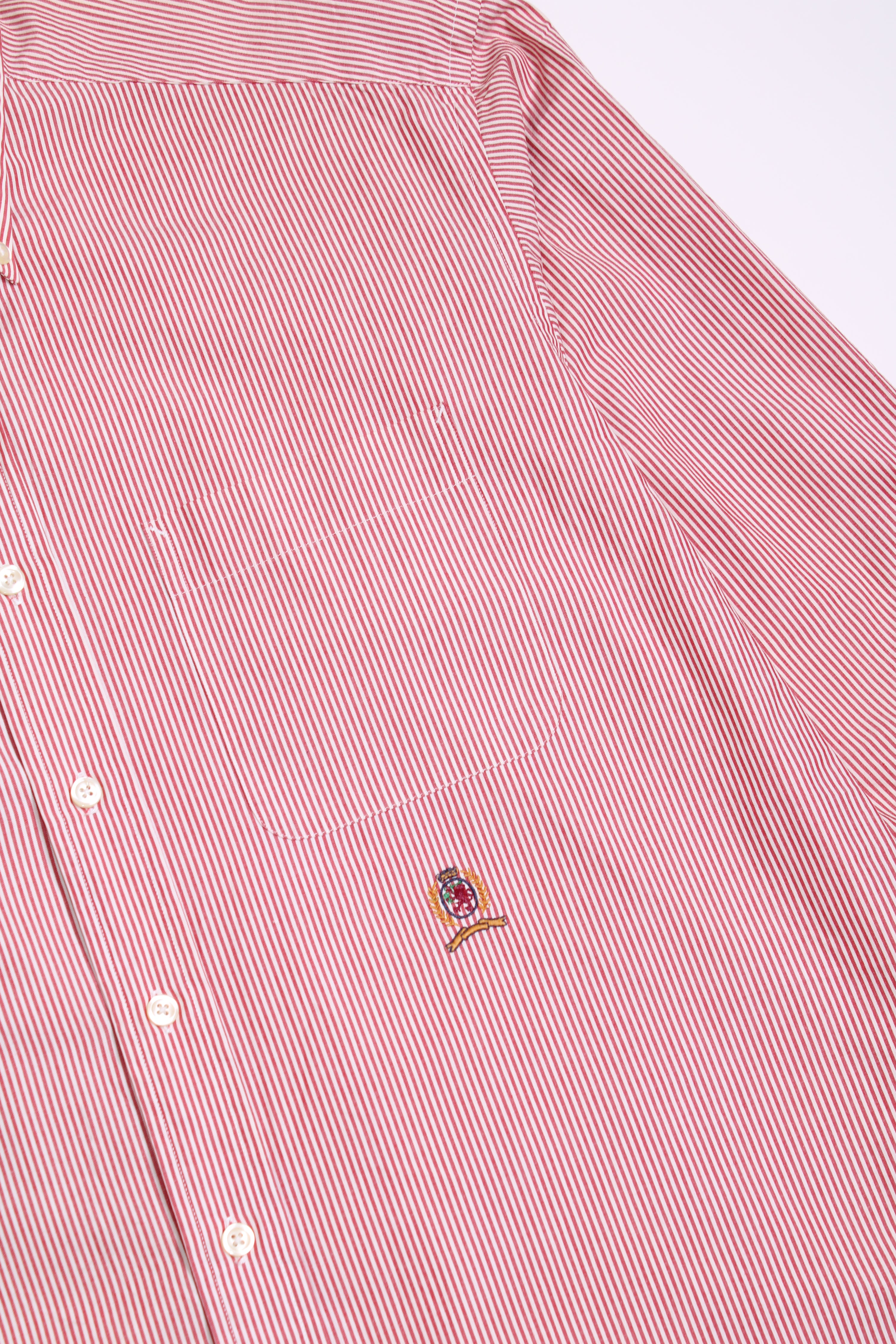 TOMMY HILFIGER VINTAGE COTTON STRIPED SHIRT RED - L