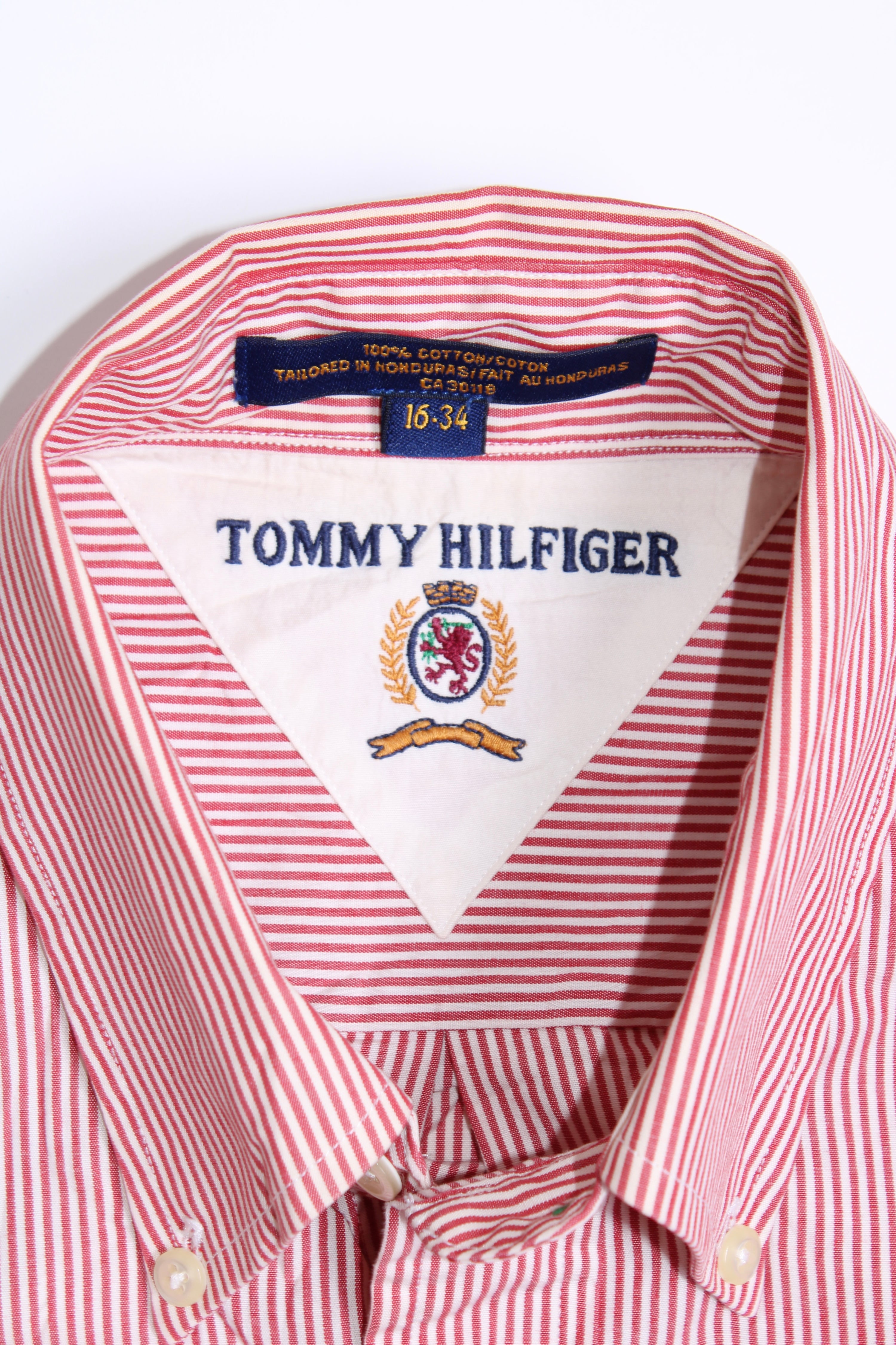 TOMMY HILFIGER VINTAGE COTTON STRIPED SHIRT RED - L