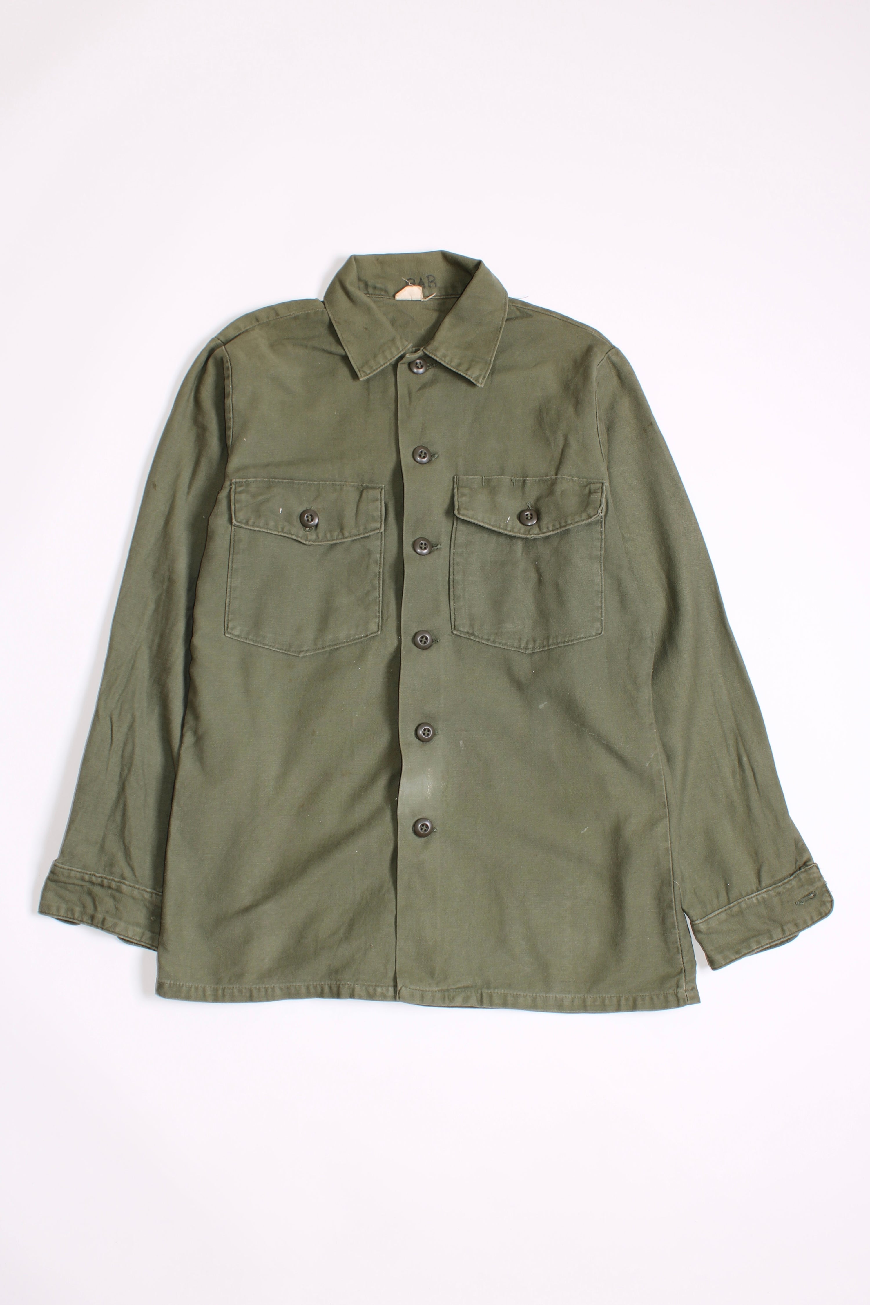 US ARMY VINTAGE OG 107 FATIGUE SHIRT GREEN - M/L