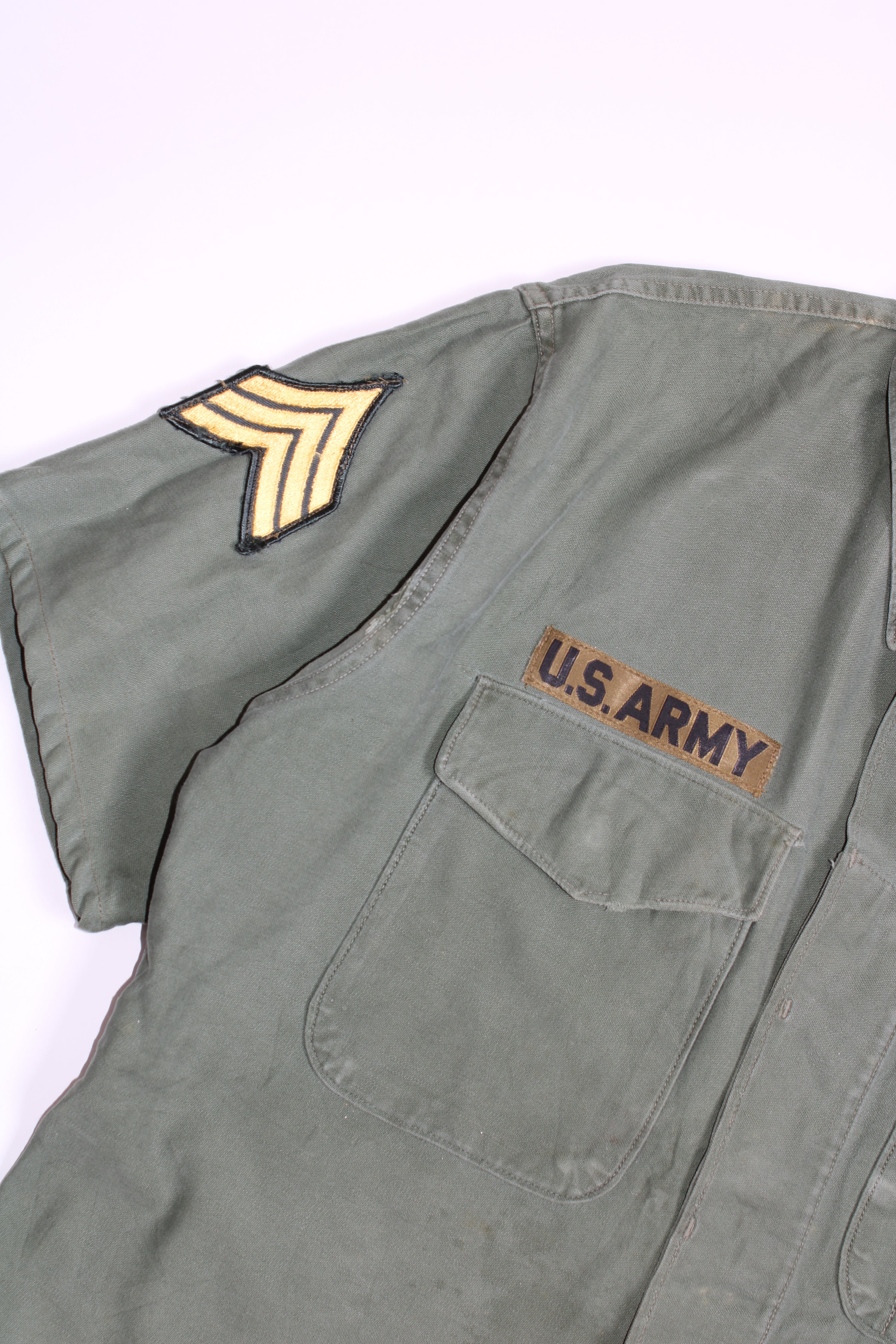 US ARMY VINTAGE P 58 FATIGUE SHIRT OG 107 VIETNAM ERA - L/XL