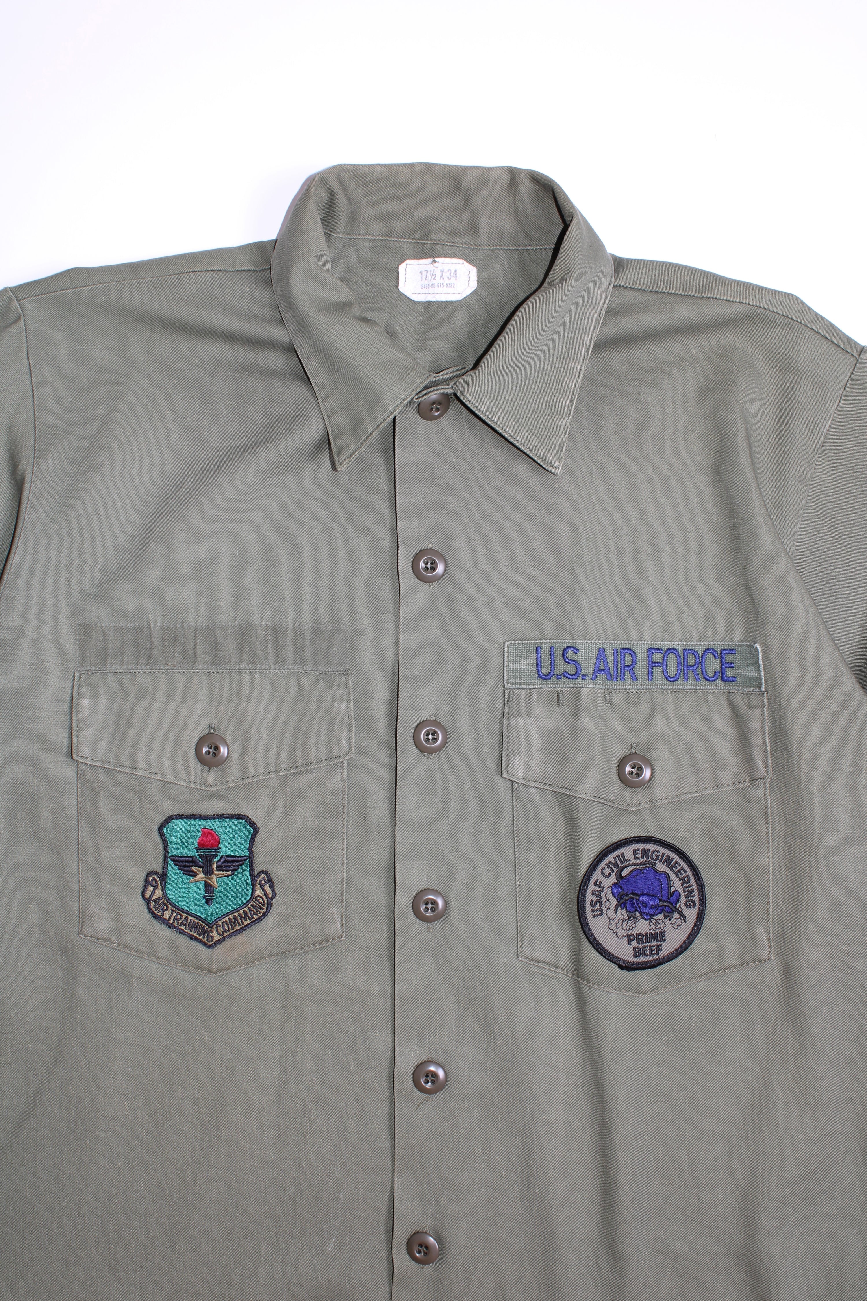 US ARMY OG 507 FATIGUE SHIRT GREEN SHORT SLEEVES - L/XL