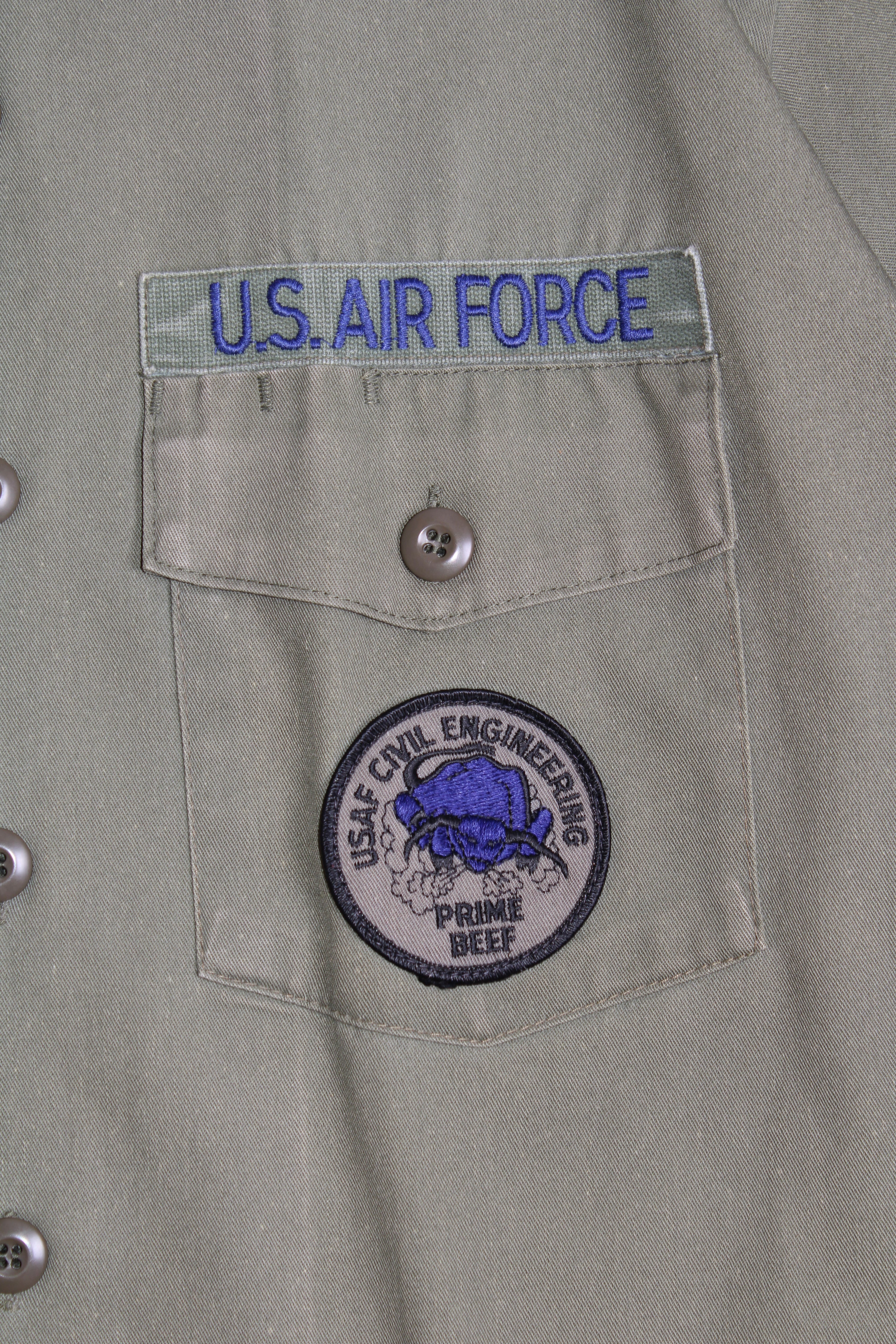 US ARMY OG 507 FATIGUE SHIRT GREEN SHORT SLEEVES - L/XL