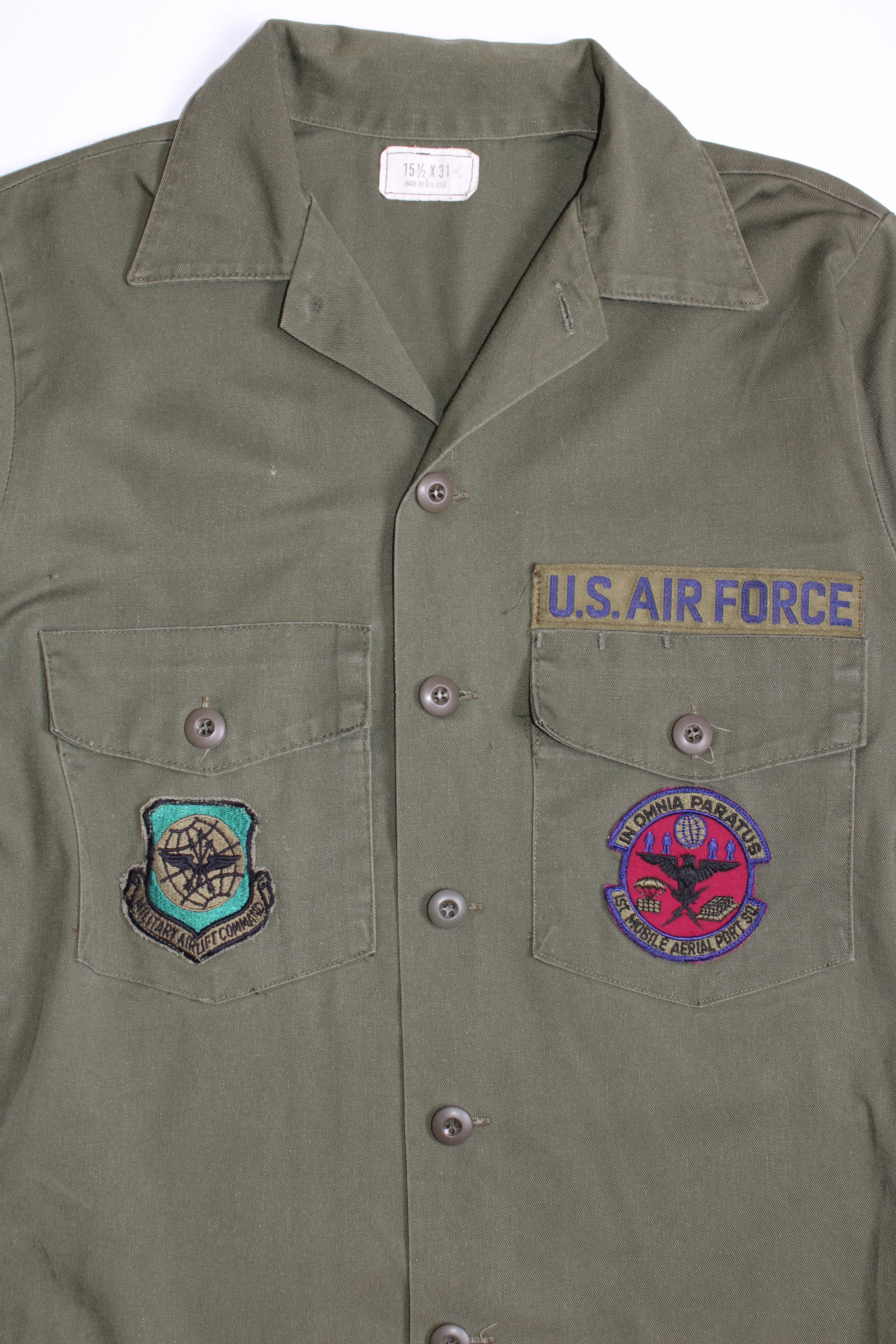 US ARMY OG 507 FATIGUE SHIRT GREEN SHORT SLEEVES - S/M