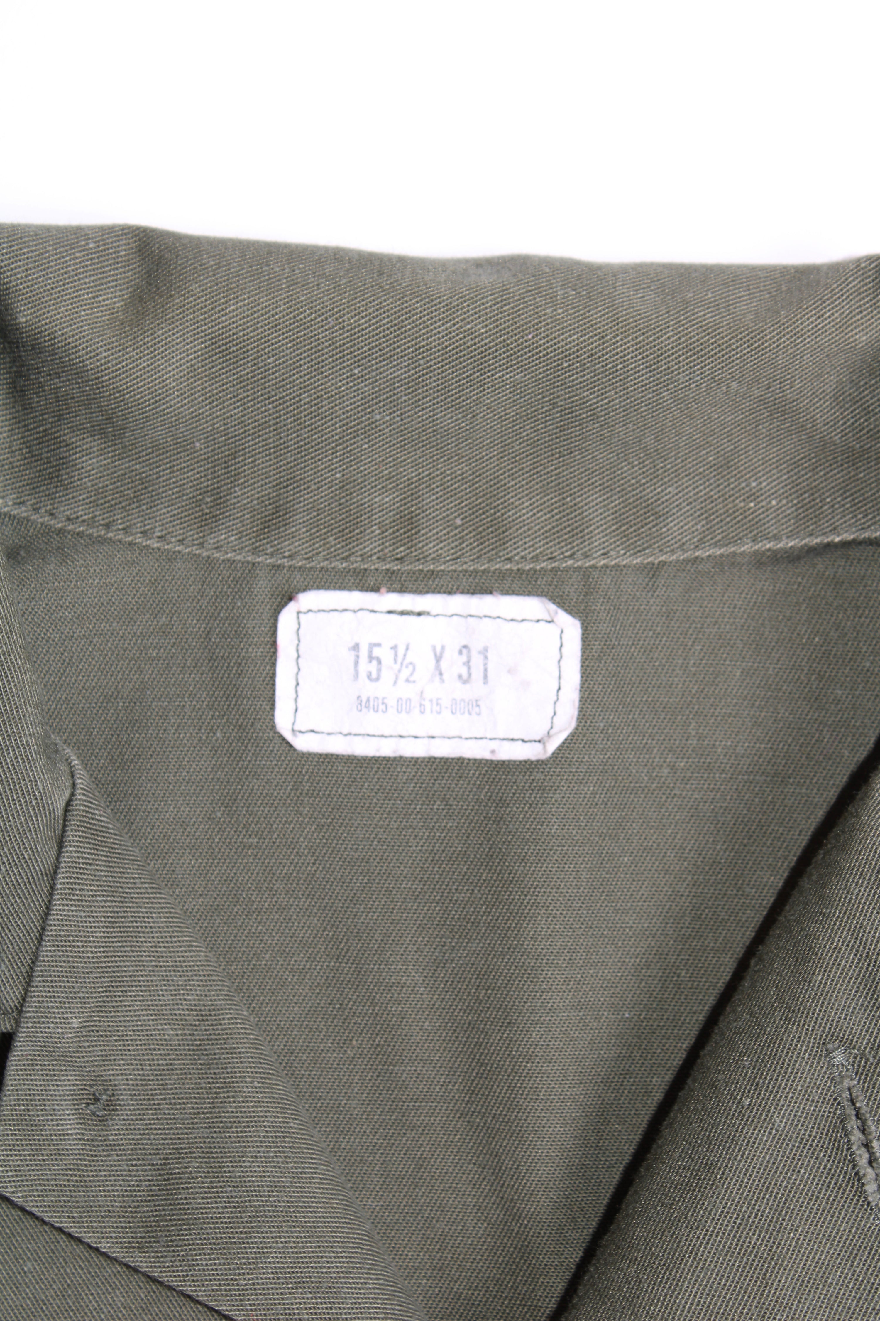 US ARMY OG 507 FATIGUE SHIRT GREEN SHORT SLEEVES - S/M