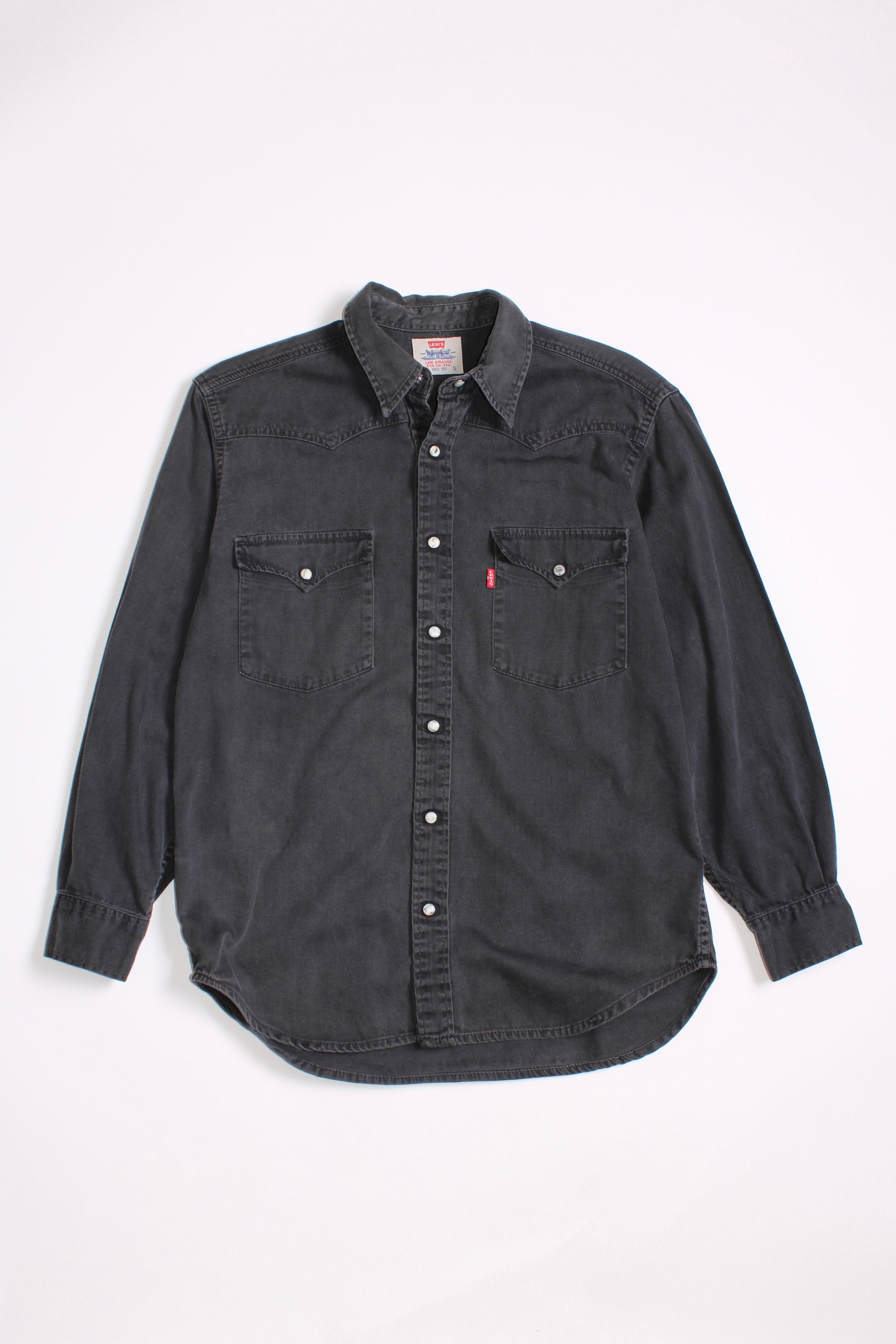 LEVIS VINTAGE WESTERN DENIM SHIRT BLACK  1990S VTG - S