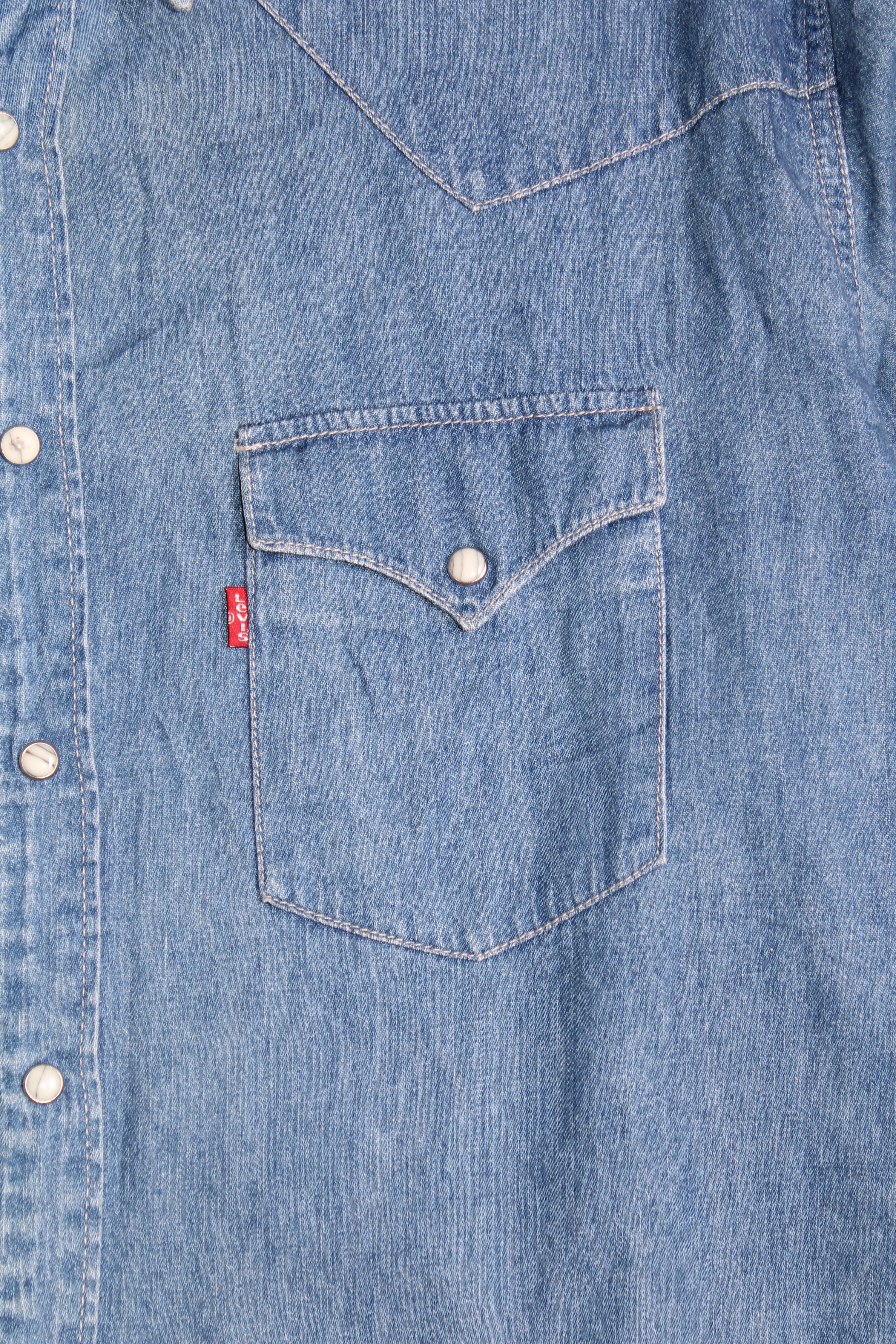 LEVIS VINTAGE WESTERN DENIM SHIRT BLUE WASH  1990S VTG - XXL