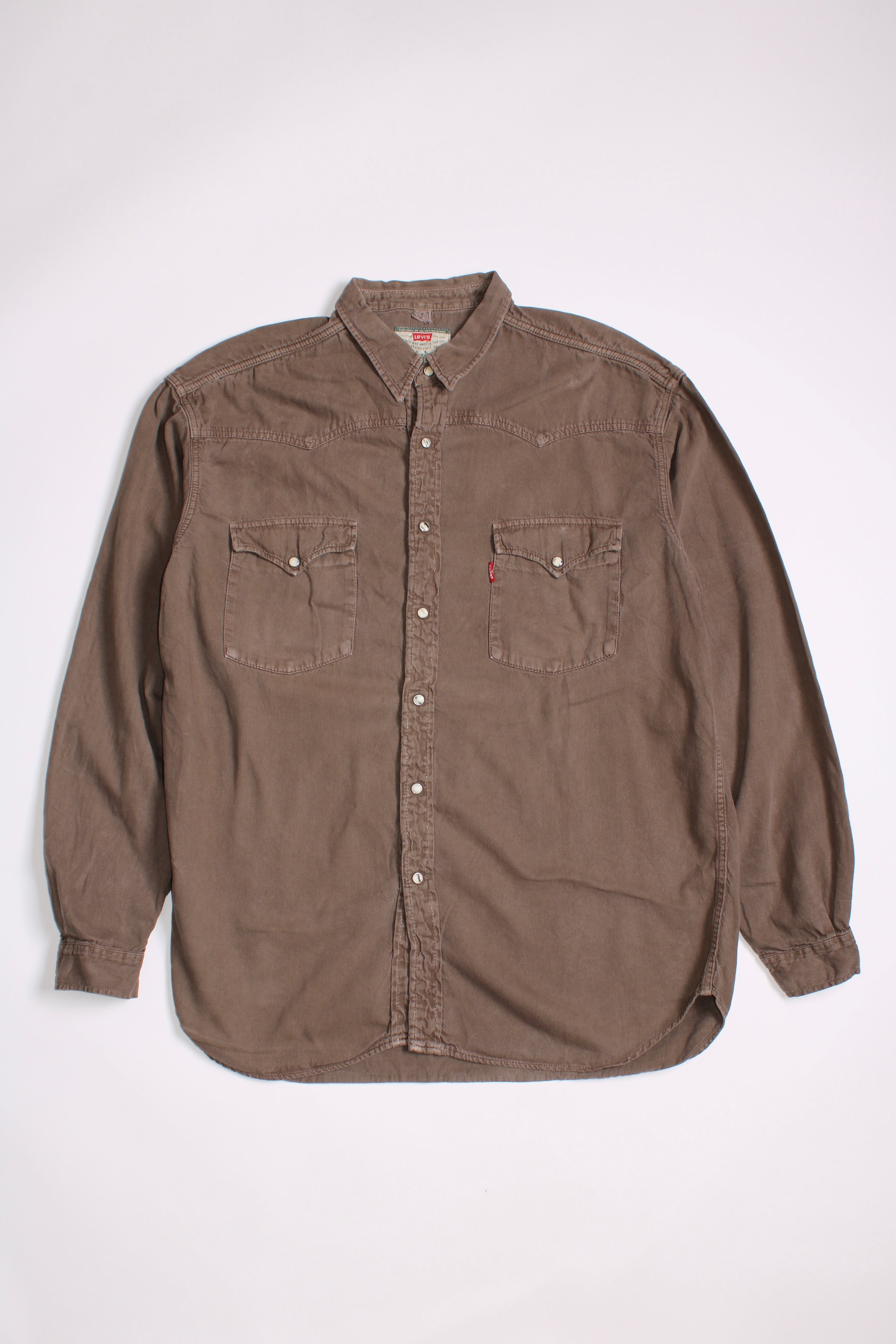 LEVIS VINTAGE WESTERN DENIM SHIRT BROWN  1990S VTG - XL