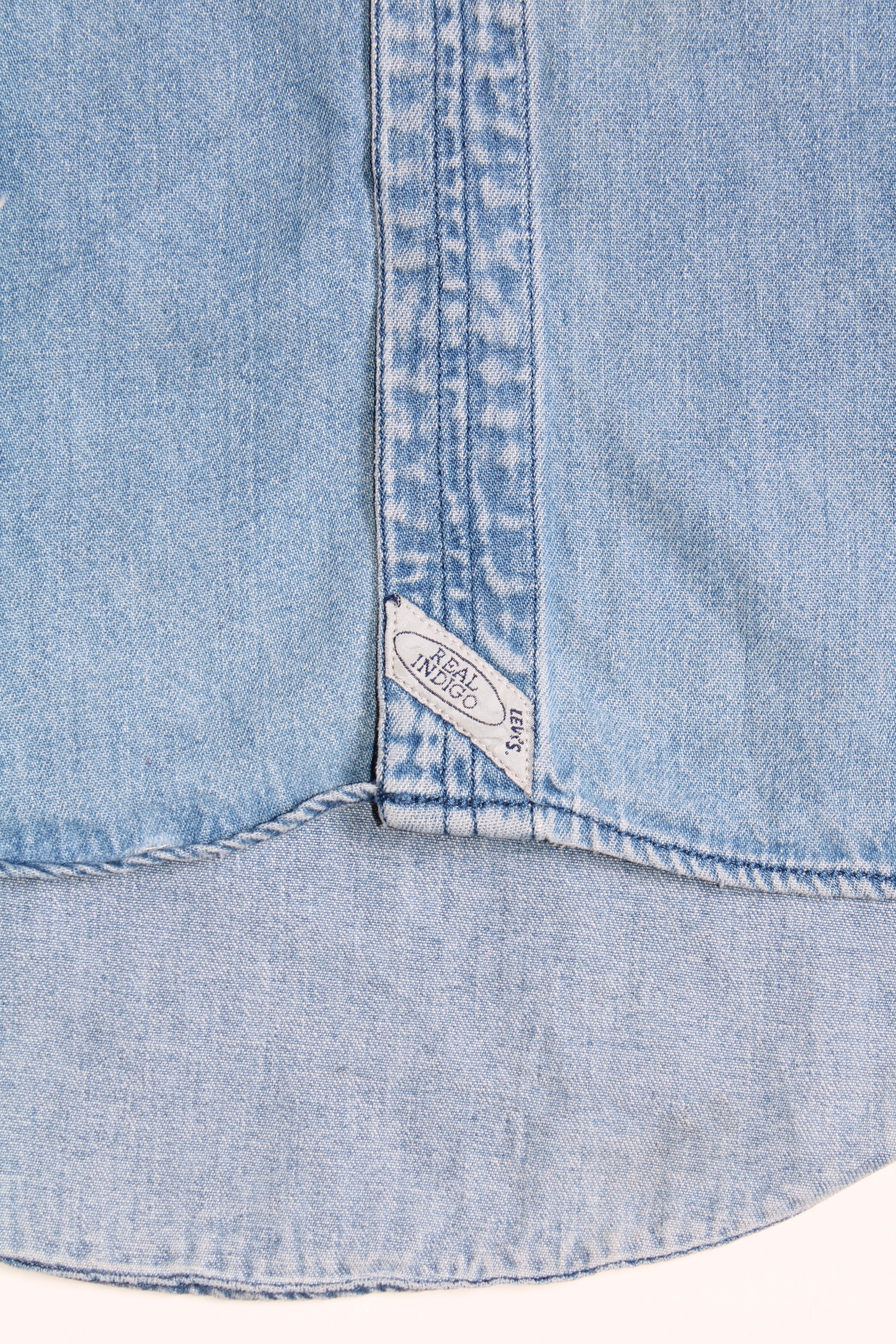 LEVIS VINTAGE WESTERN DENIM SHIRT BLUE INDIGO  1990S VTG - XL
