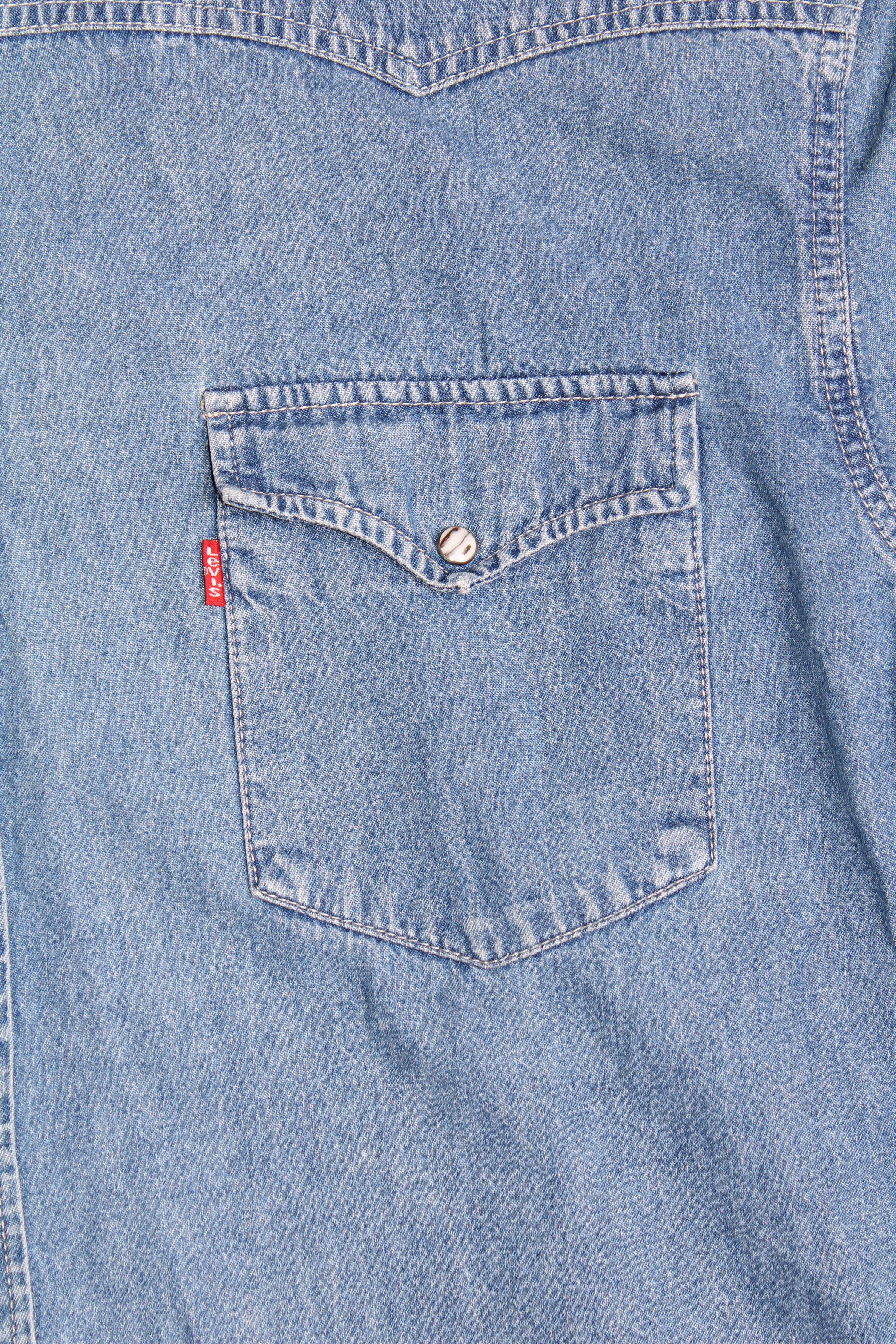 LEVIS VINTAGE WESTERN DENIM SHIRT BLUE WASH 1990S VTG - XXL