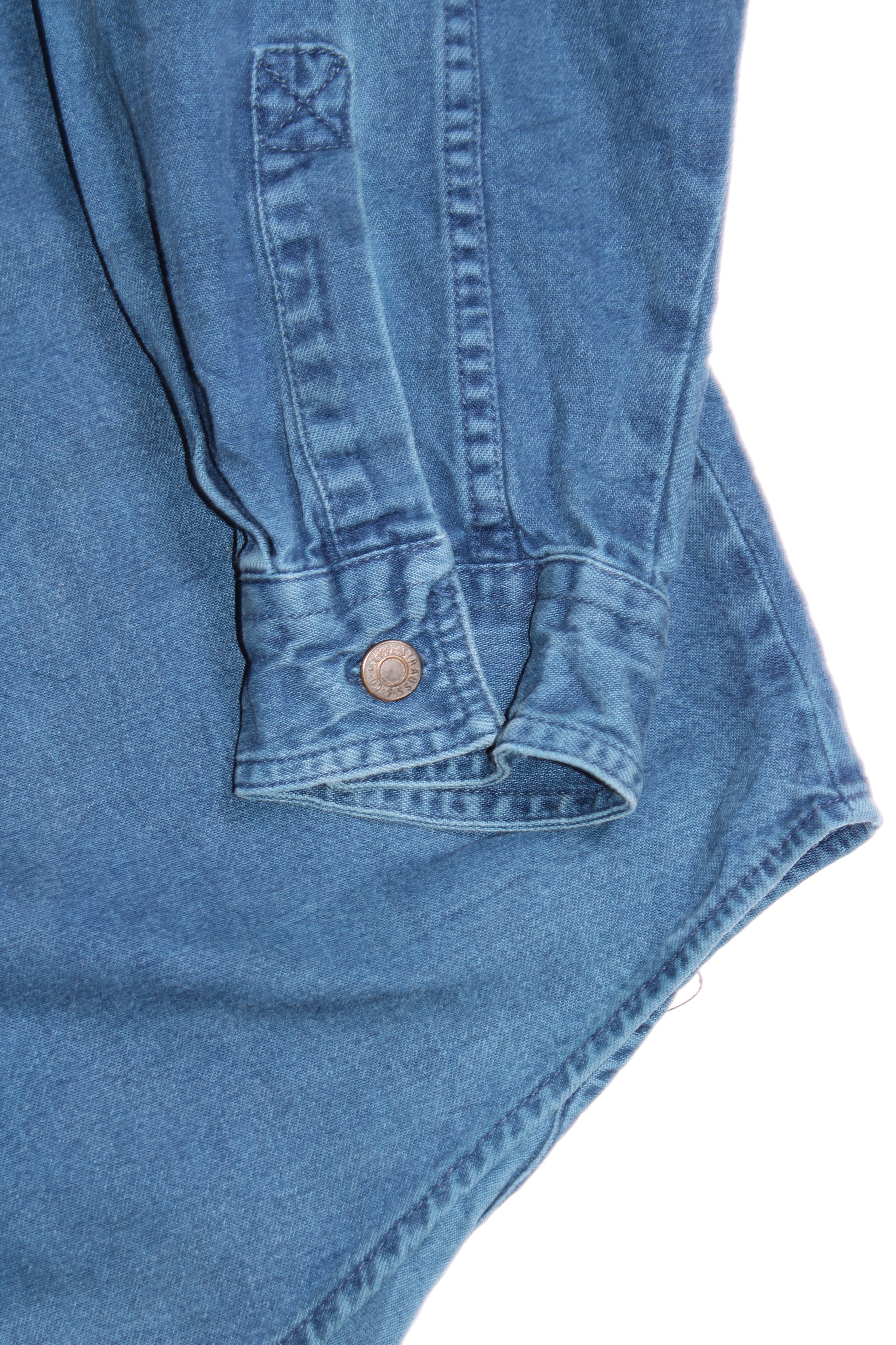 LEVIS VINTAGE WESTERN DENIM SHIRT INDIGO WASH 1990S VTG - L