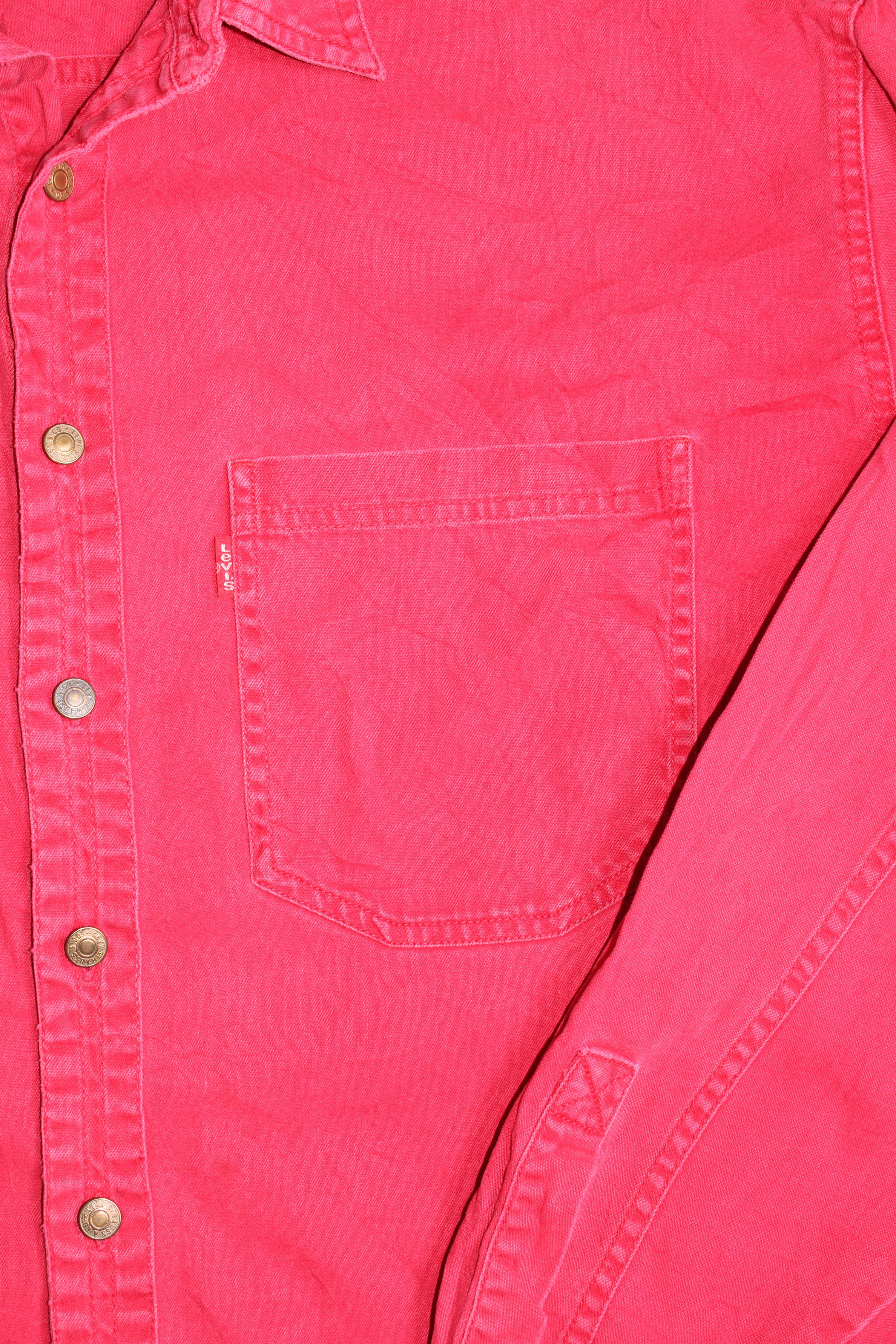 LEVIS VINTAGE WESTERN DENIM SHIRT RED 1990S VTG - L