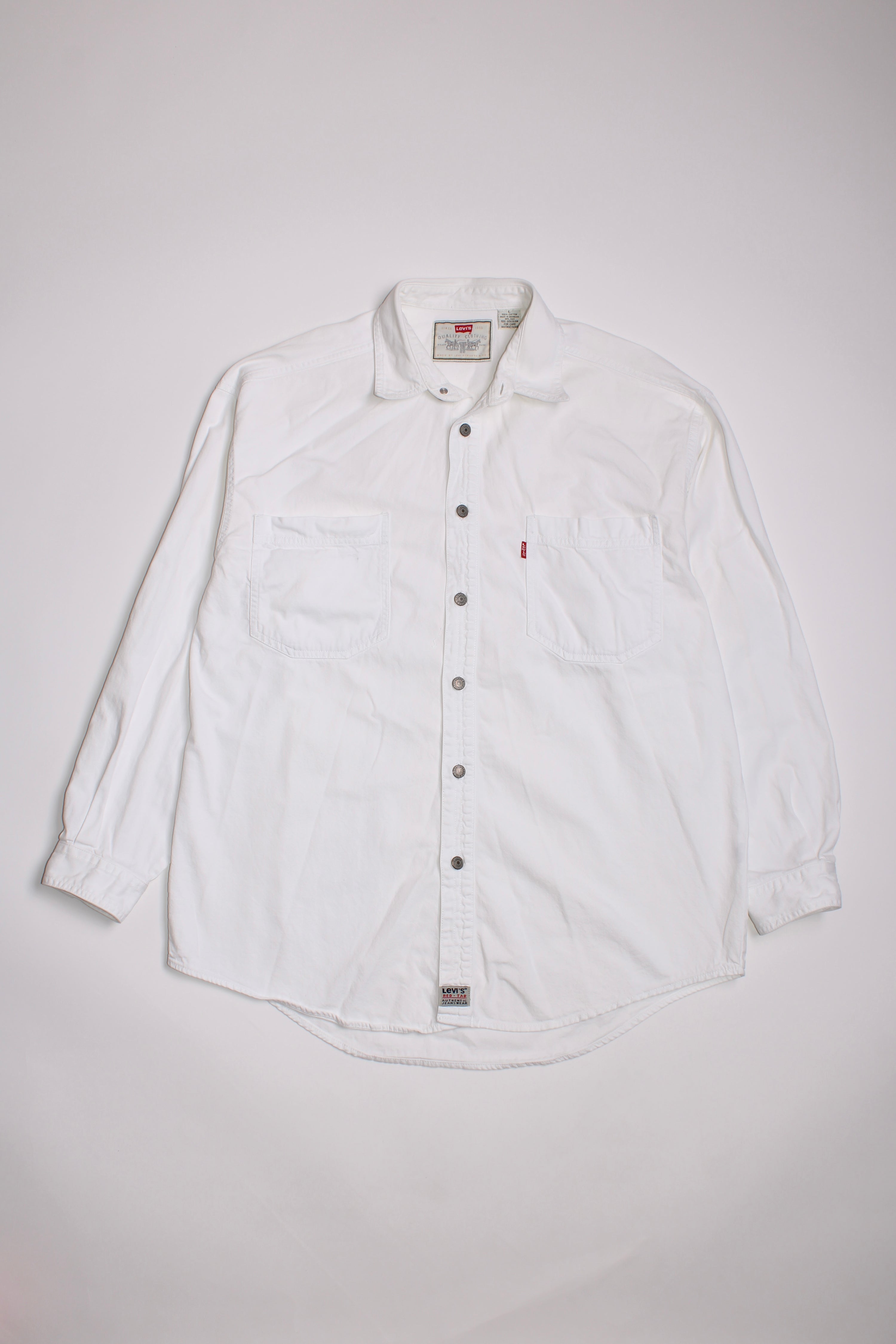 LEVIS VINTAGE WESTERN DENIM SHIRT WHITE 1990S VTG - L