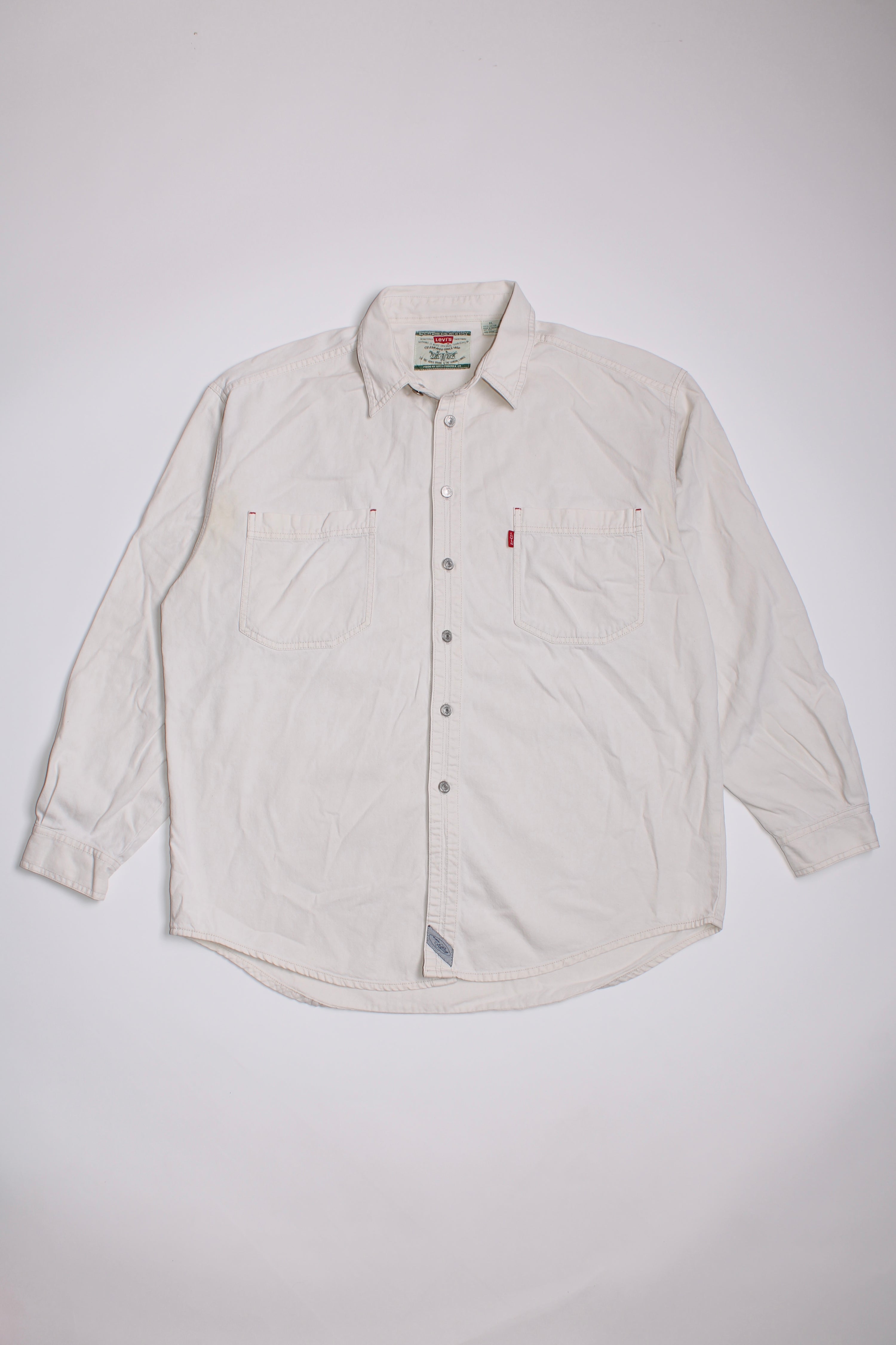LEVIS VINTAGE WESTERN DENIM SHIRT BEIGE 1990S VTG - XL