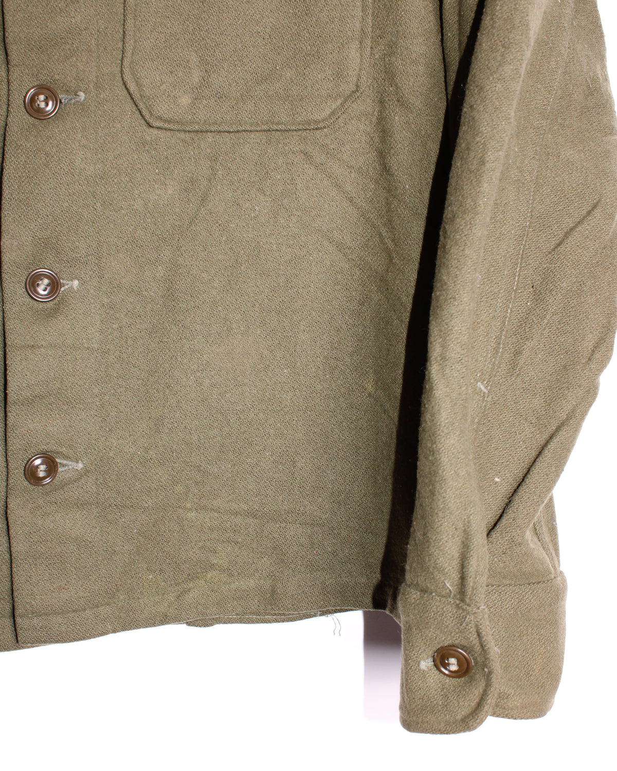 US ARMY VINTAGE OG 108 WOOL SHIRT OLIVE GREEN - LARGE