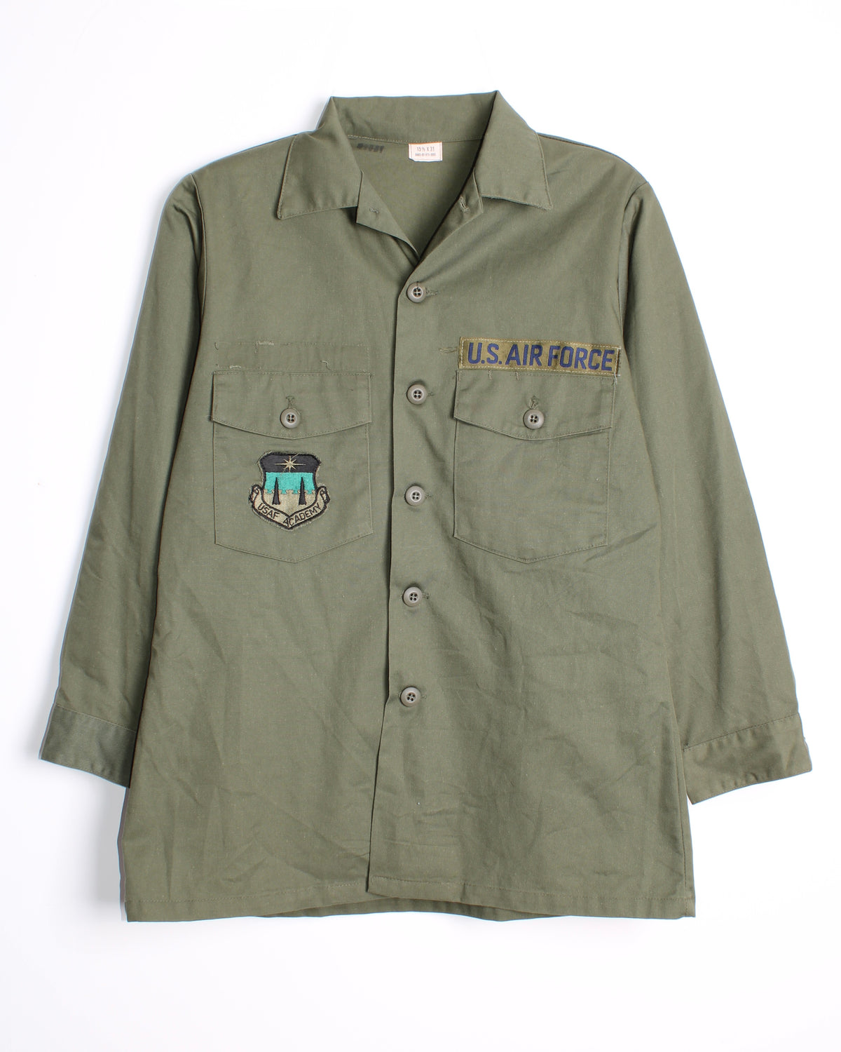 US ARMY VINTAGE OG 507 FATIGUE SHIRT OLIVE GREEN - M/L