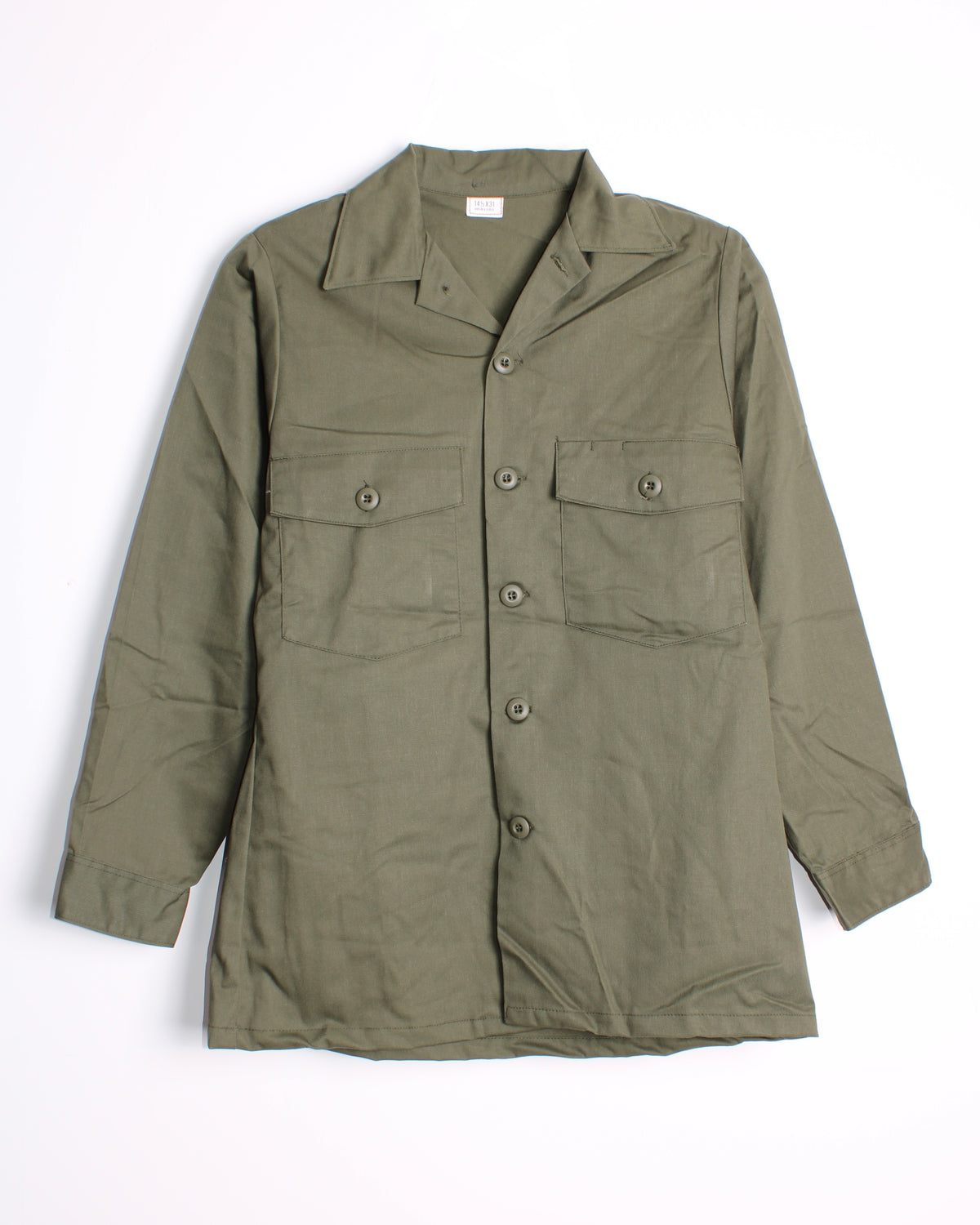 US ARMY VINTAGE OG 507 FATIGUE SHIRT OLIVE GREEN - S/M