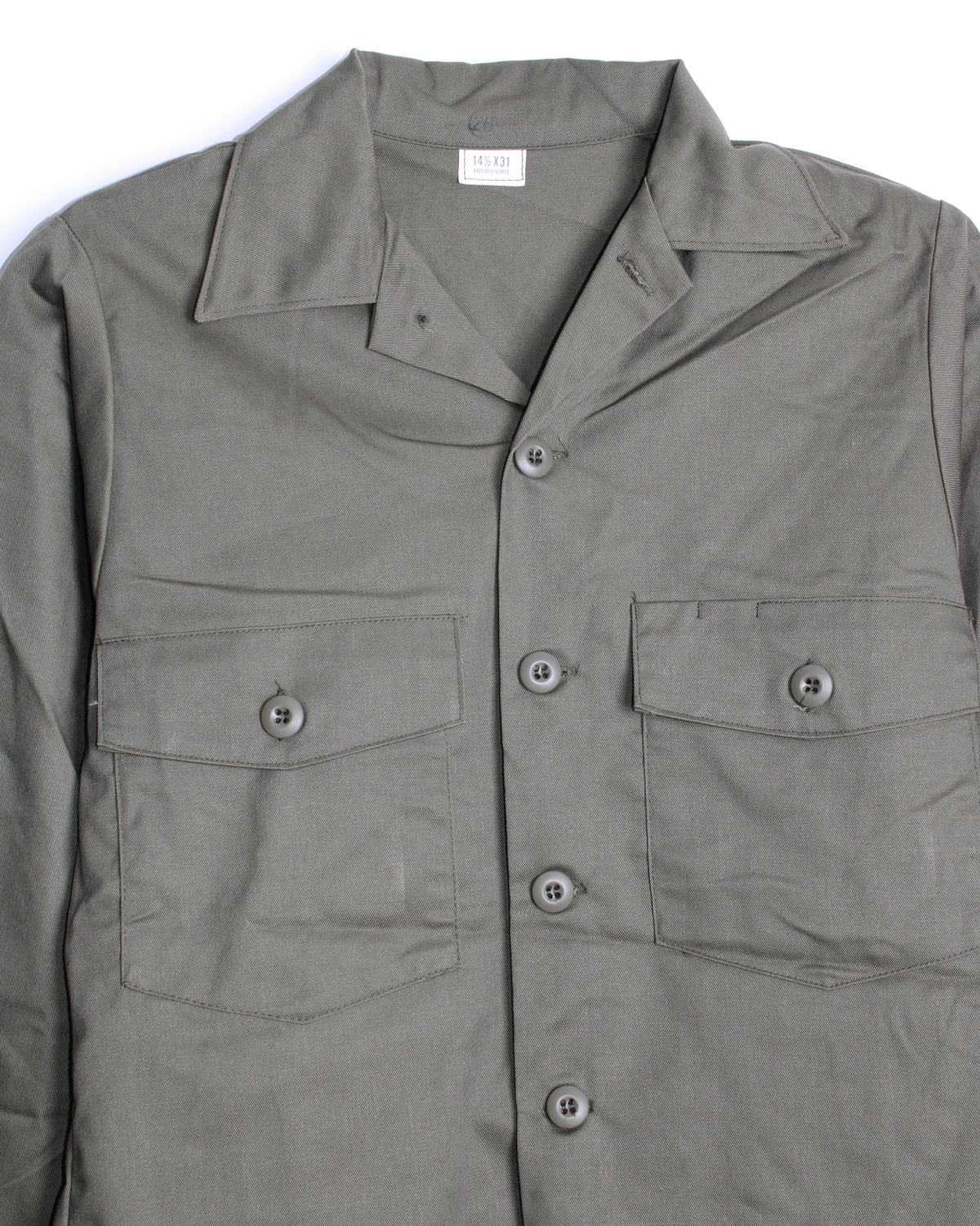US ARMY VINTAGE OG 507 FATIGUE SHIRT OLIVE GREEN - S/M