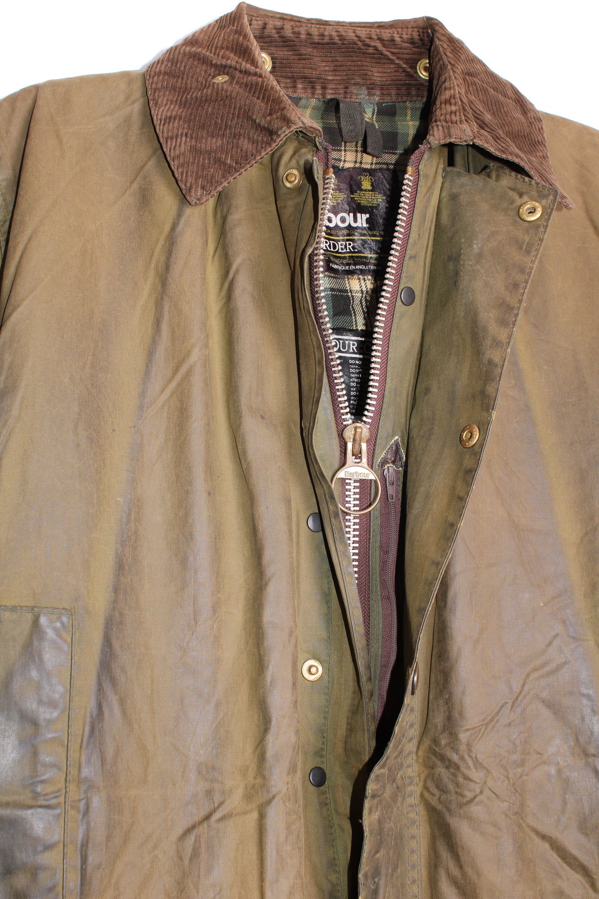 BARBOUR BORDER WAX JACKET GREEN - M/L