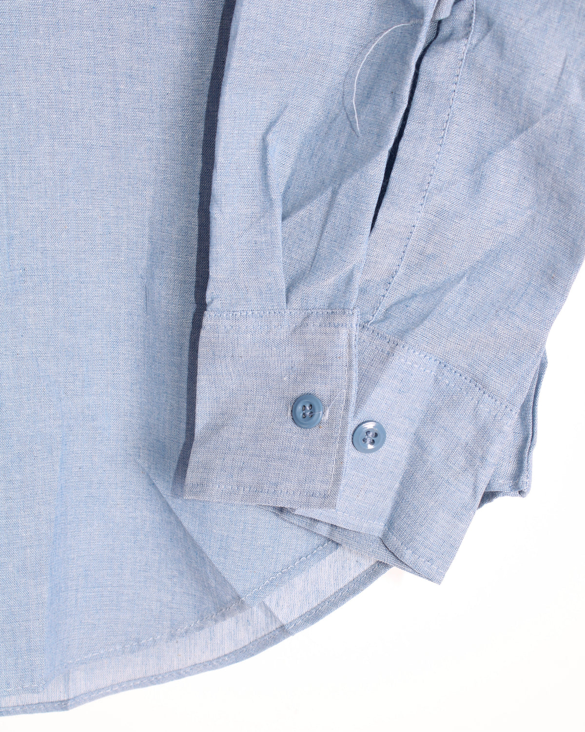 US ARMY VINTAGE SEAFARER CHAMBRAY WORK SHIRT LIGHT BLUE MADE IN USA - M