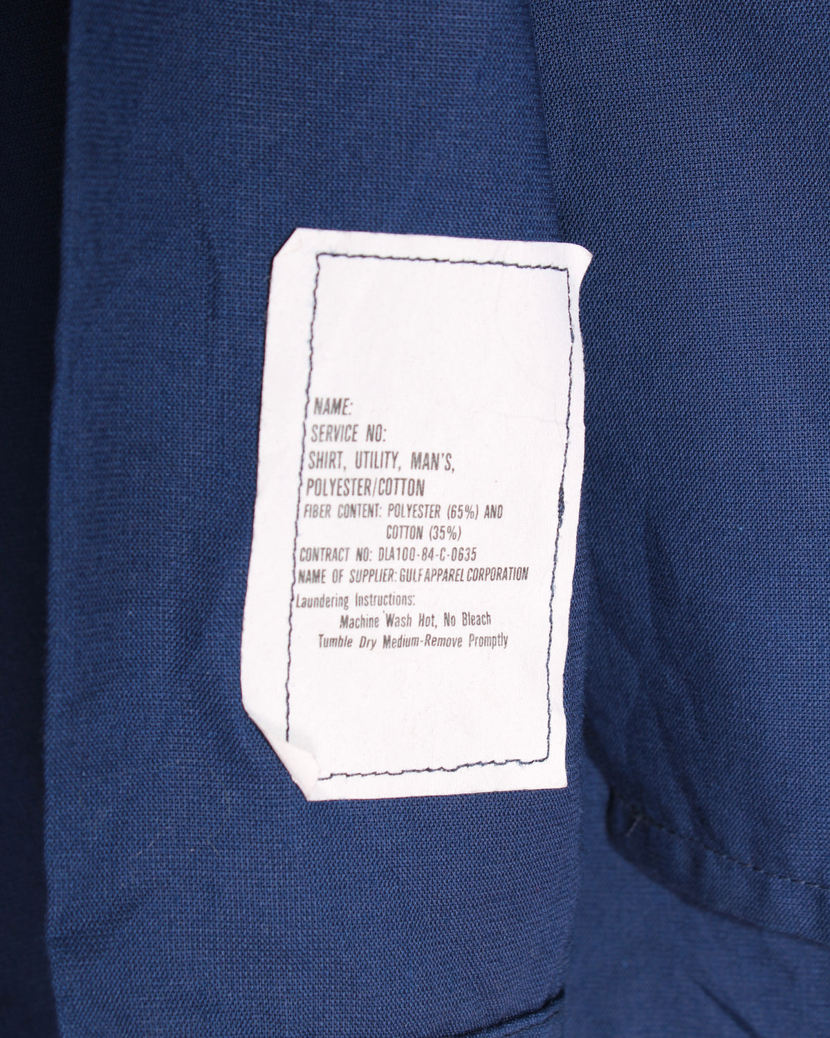 US ARMY VINTAGE UTILITY WORK SHIRT NAVY BLUE - M
