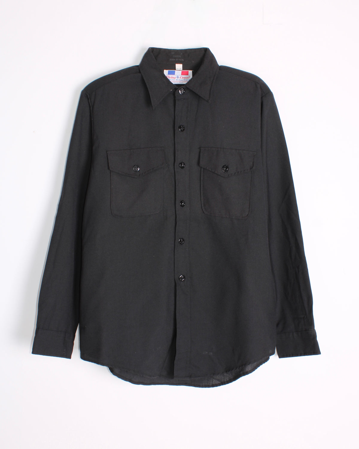 VINTAGE WORK SHIRT FLYING CROSS MADE IN USA BLACK - L/XL