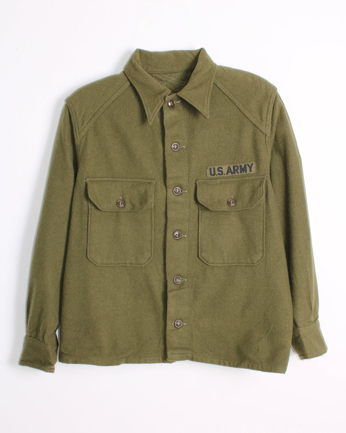 US ARMY VINTAGE OG 108 WOOL SHIRT OLIVE GREEN - LARGE