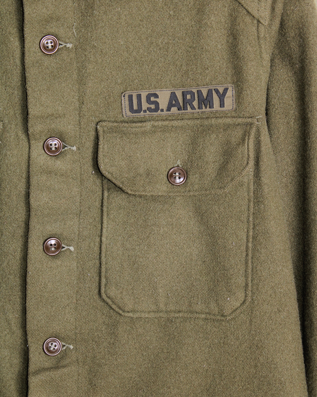 US ARMY VINTAGE OG 108 WOOL SHIRT OLIVE GREEN - LARGE