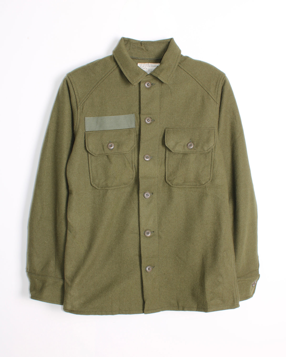 US ARMY VINTAGE OG 108 WOOL SHIRT OLIVE GREEN - SMALL
