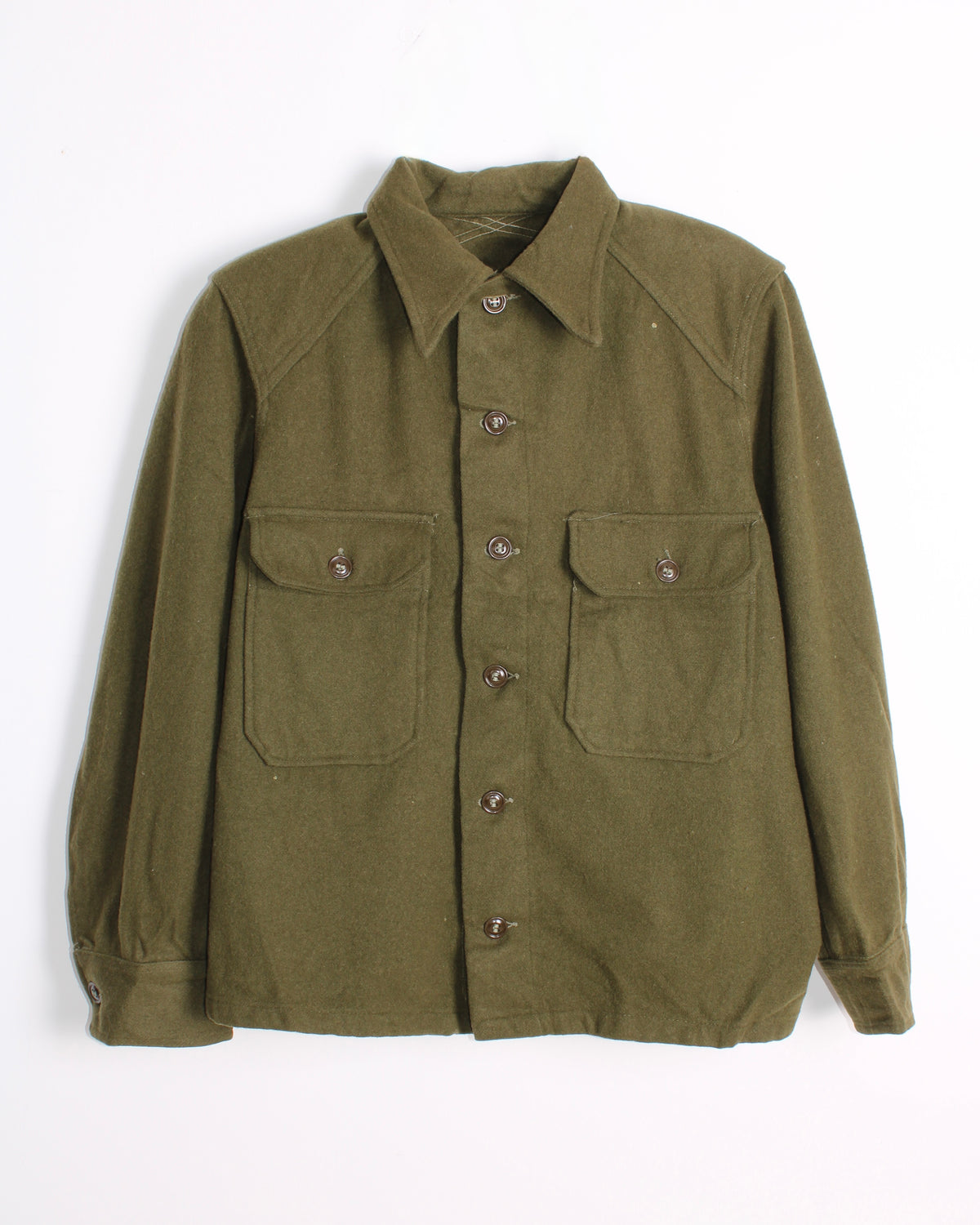 US ARMY VINTAGE OG 108 WOOL SHIRT OLIVE GREEN - M/L