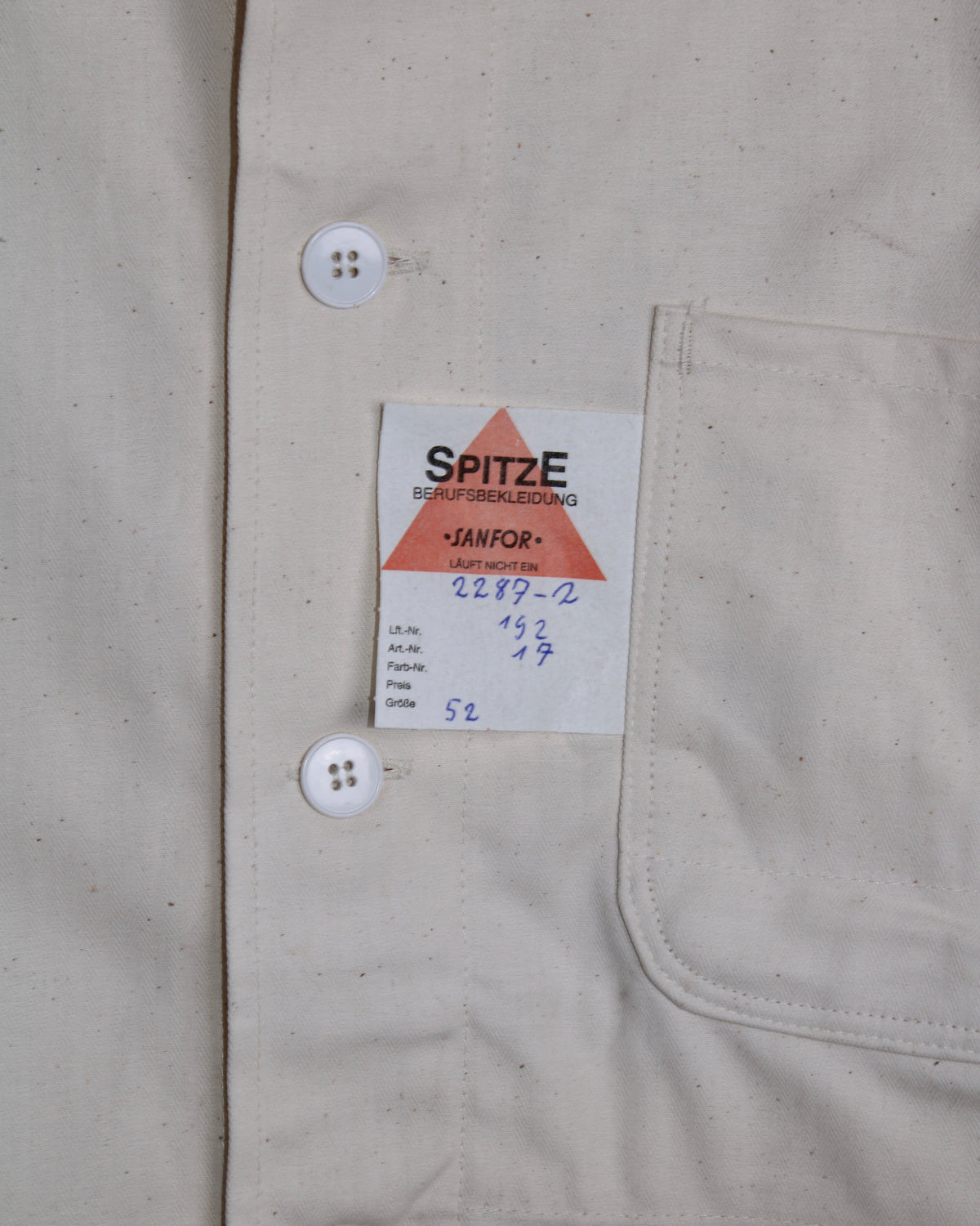 VINTAGE WORKWEAR CHORE JACKET HBT CREAM WHITE - L/XL