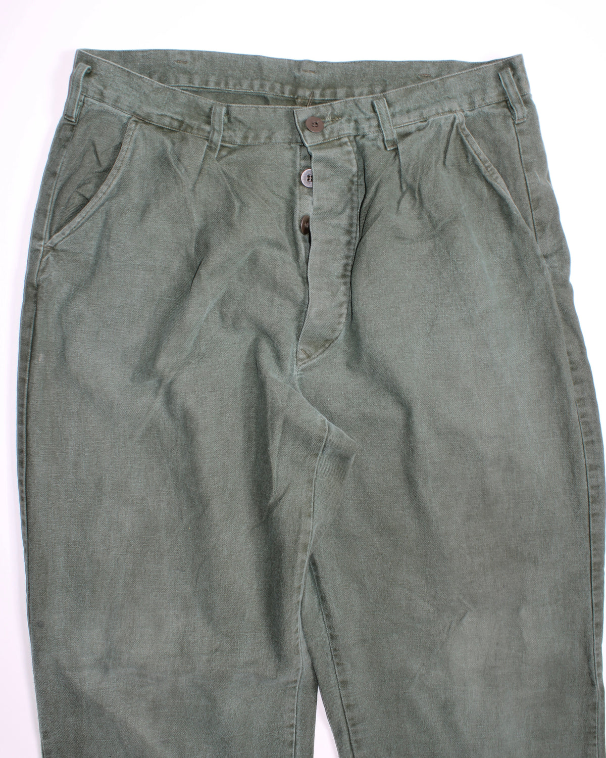 VINTAGE SWEDISH ARMY FATIGUE PANTS GREEN - W32